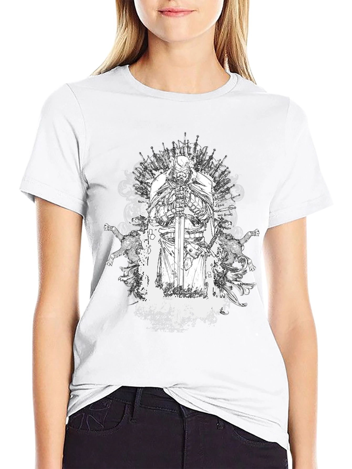 Knightly Warrior Graphic Tee - Black Cotton