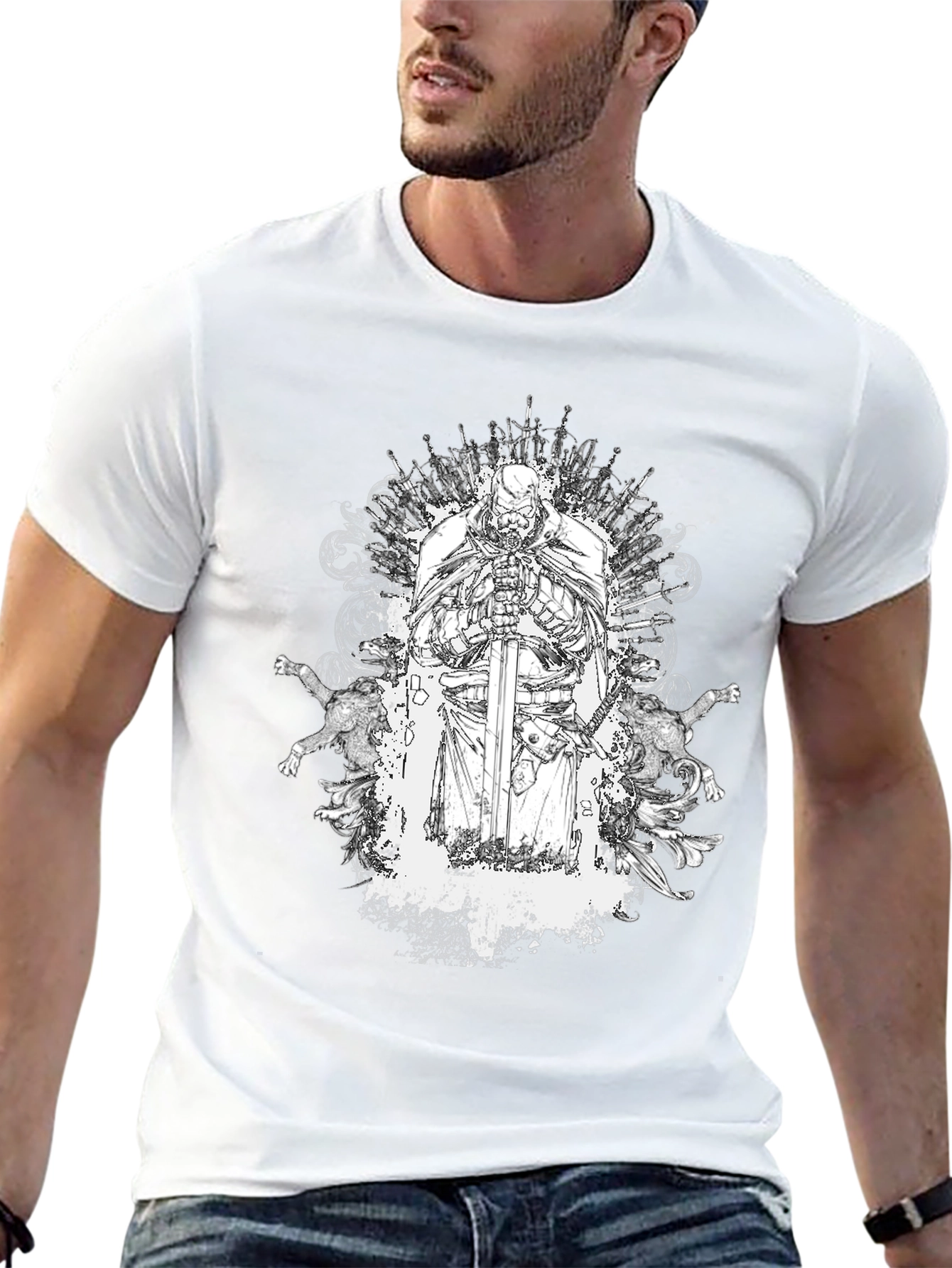Knightly Warrior Graphic Tee - Black Cotton
