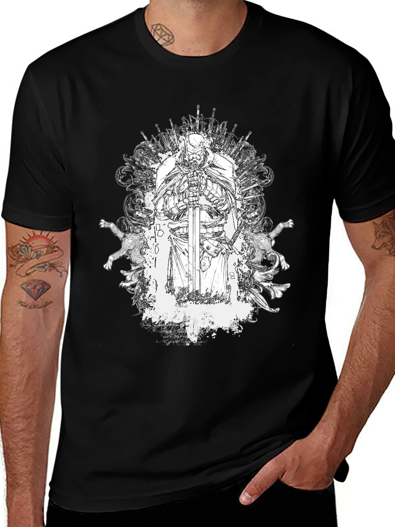 Knightly Warrior Graphic Tee - Black Cotton