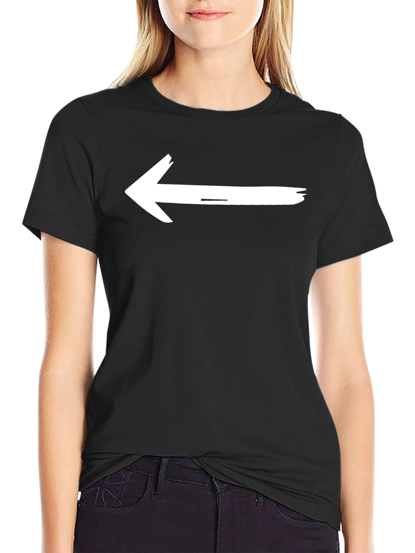 Left Arrow Black T-Shirt - Directional Graphic Tee