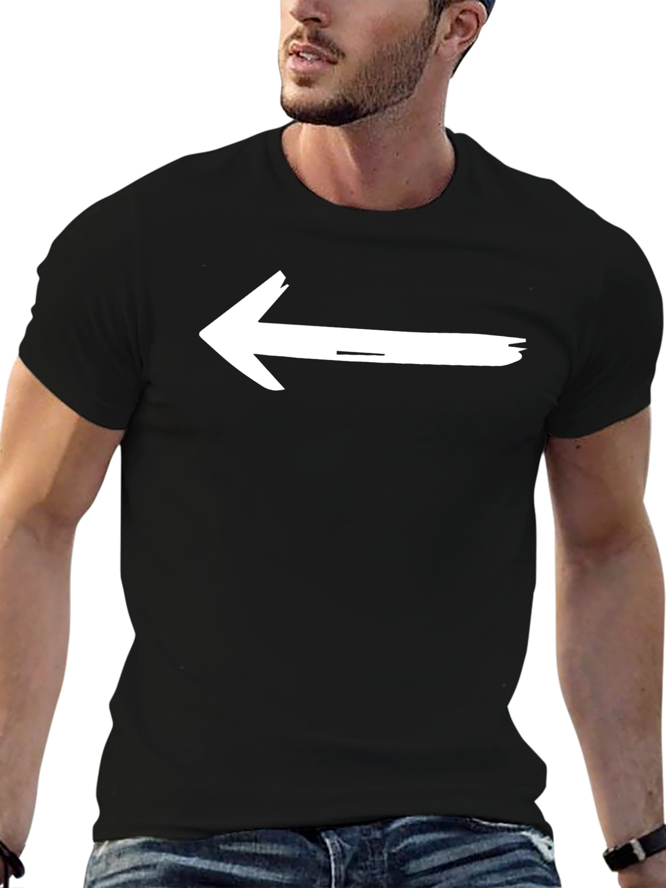 Left Arrow Black T-Shirt - Directional Graphic Tee