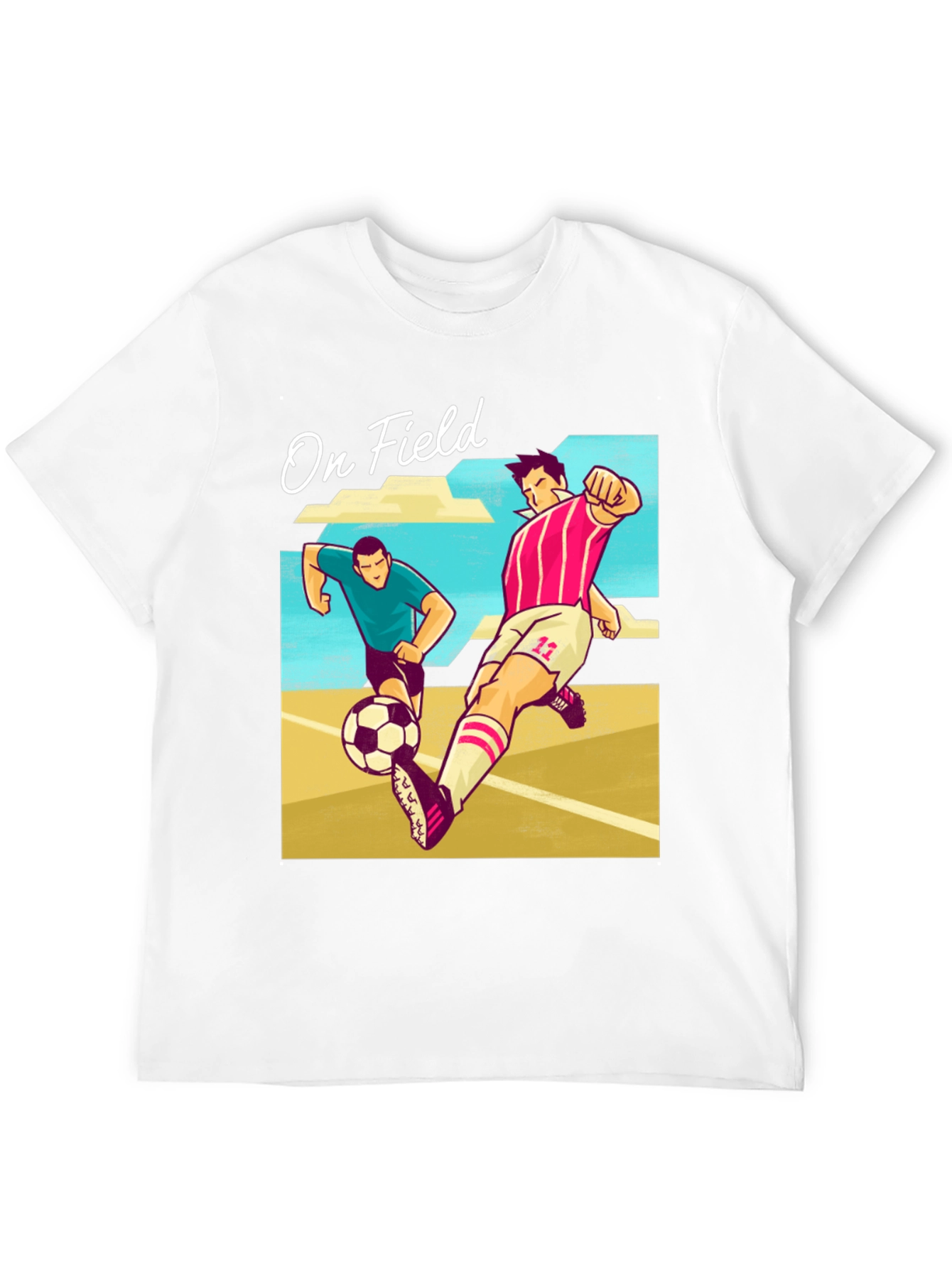 On Field Graphic T-Shirt | Soccer Players Cartoon Print