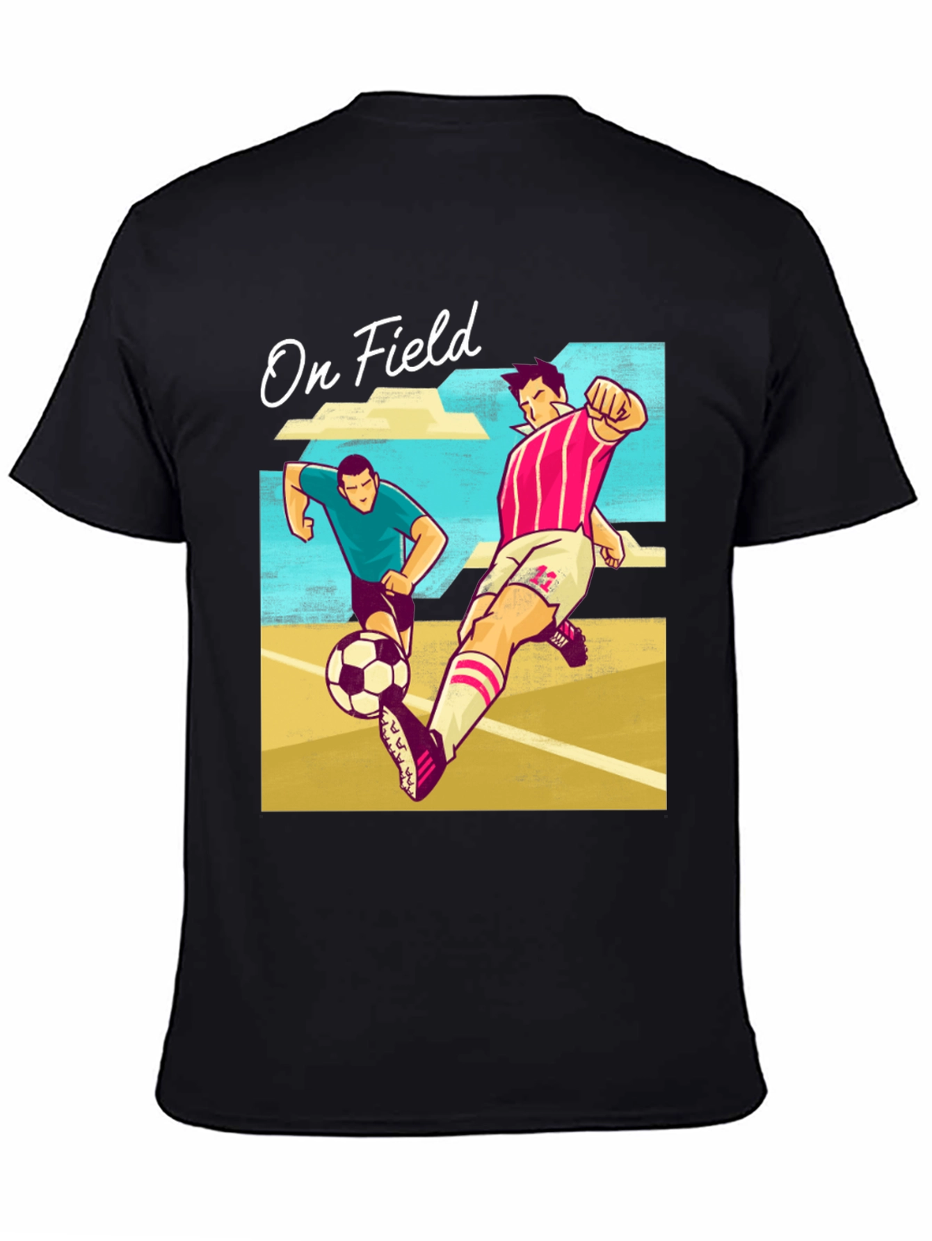 On Field Graphic T-Shirt | Soccer Players Cartoon Print