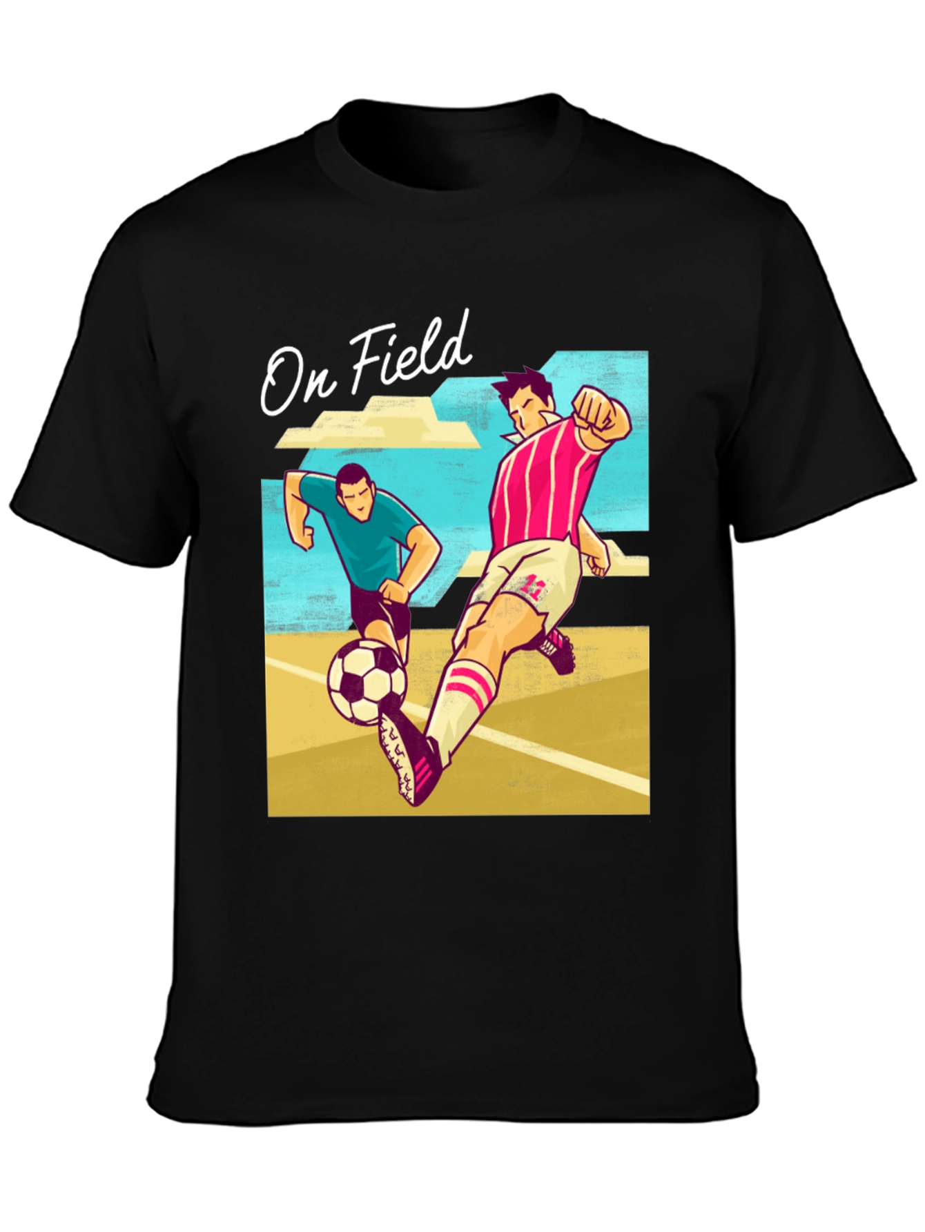On Field Graphic T-Shirt | Soccer Players Cartoon Print