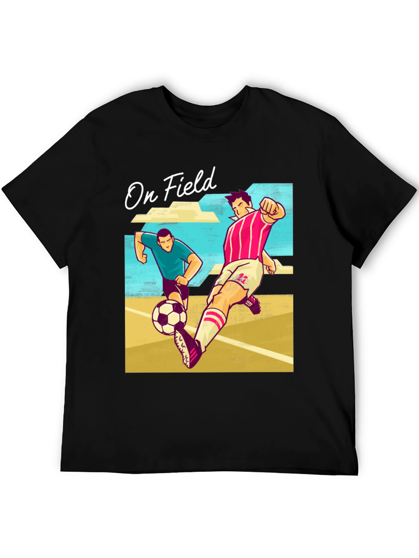 On Field Graphic T-Shirt | Soccer Players Cartoon Print
