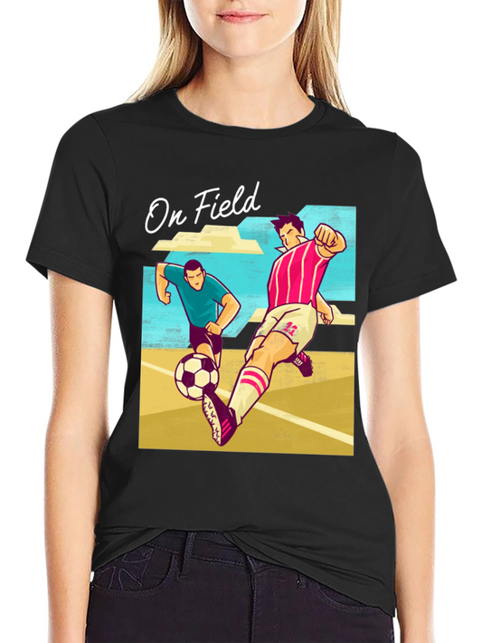 On Field Graphic T-Shirt | Soccer Players Cartoon Print