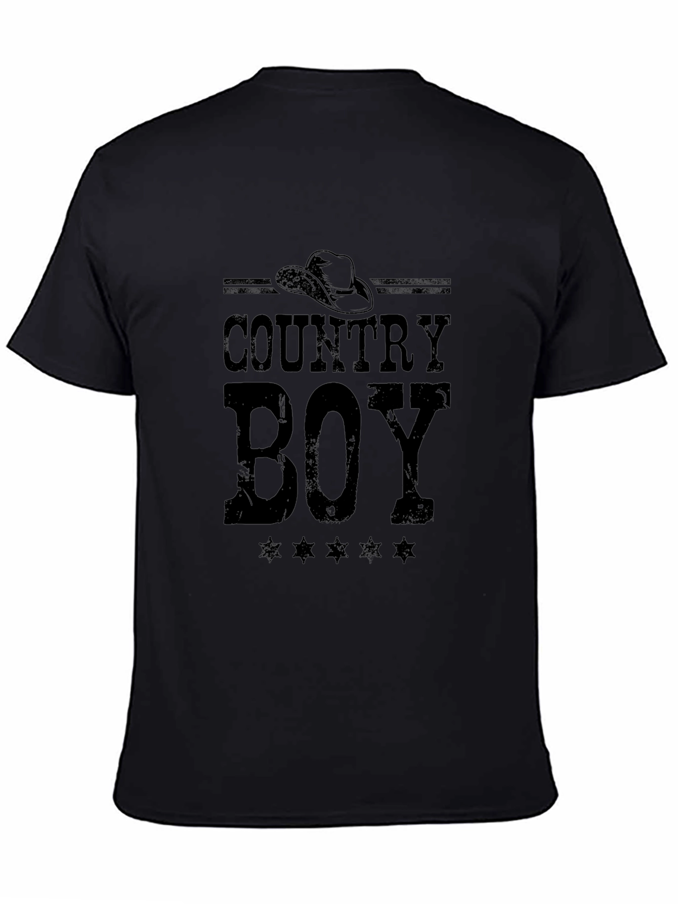 Country Boy Graphic Print Black T-Shirt