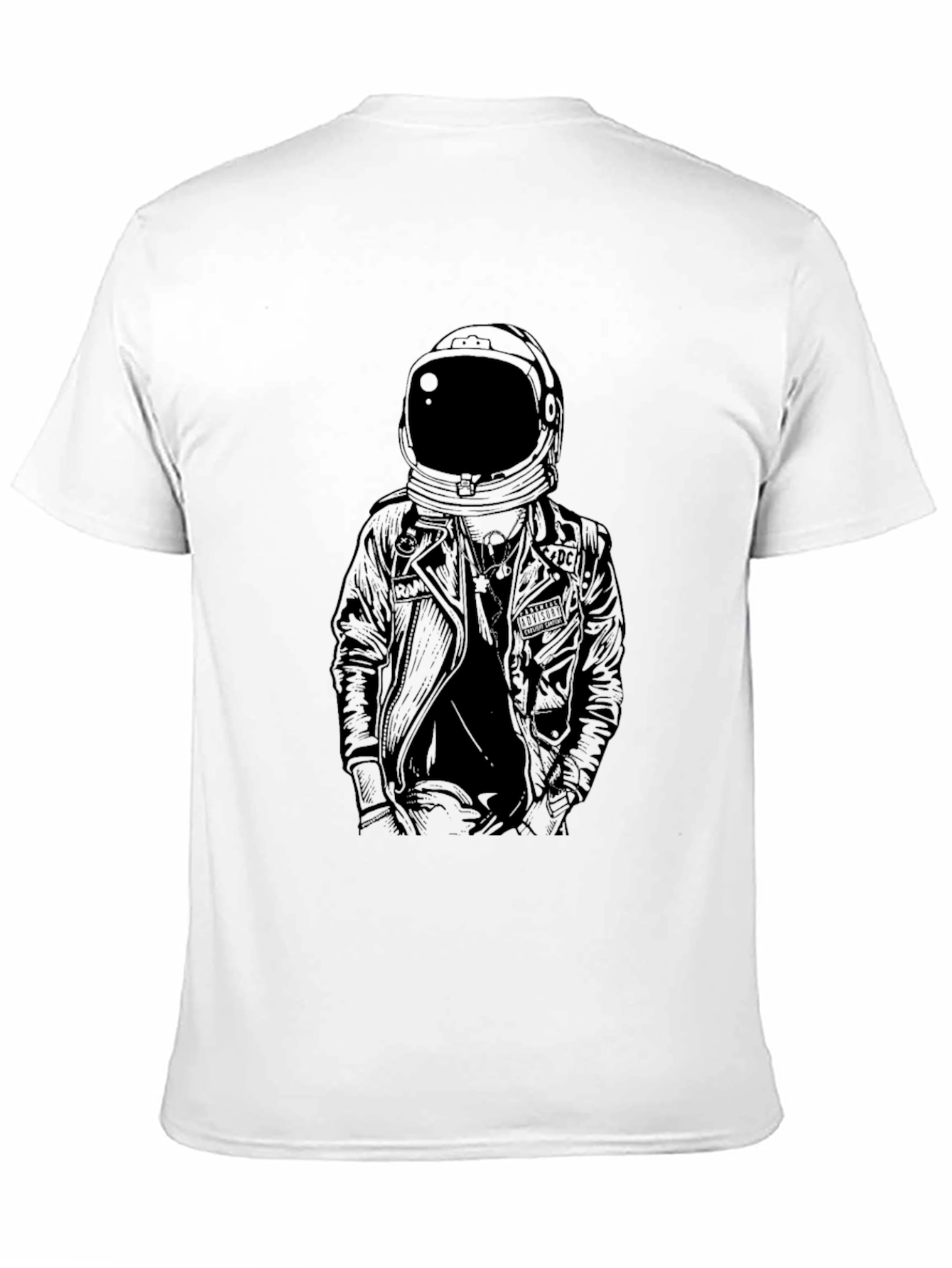 Astronaut Leather Jacket Graphic Tee - Black