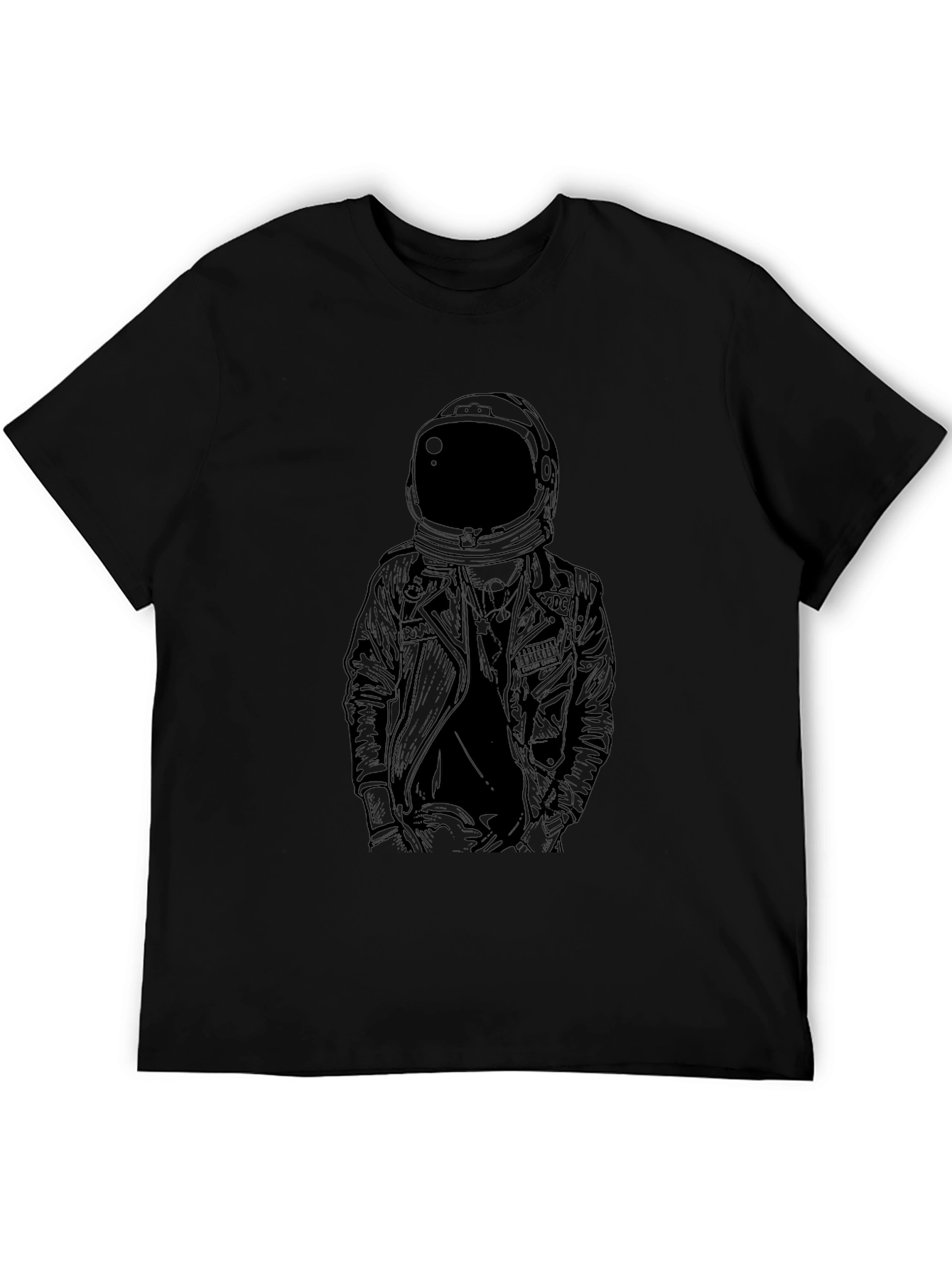 Astronaut Leather Jacket Graphic Tee - Black