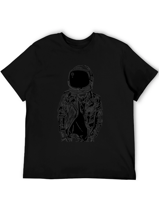Astronaut Leather Jacket Graphic Tee - Black