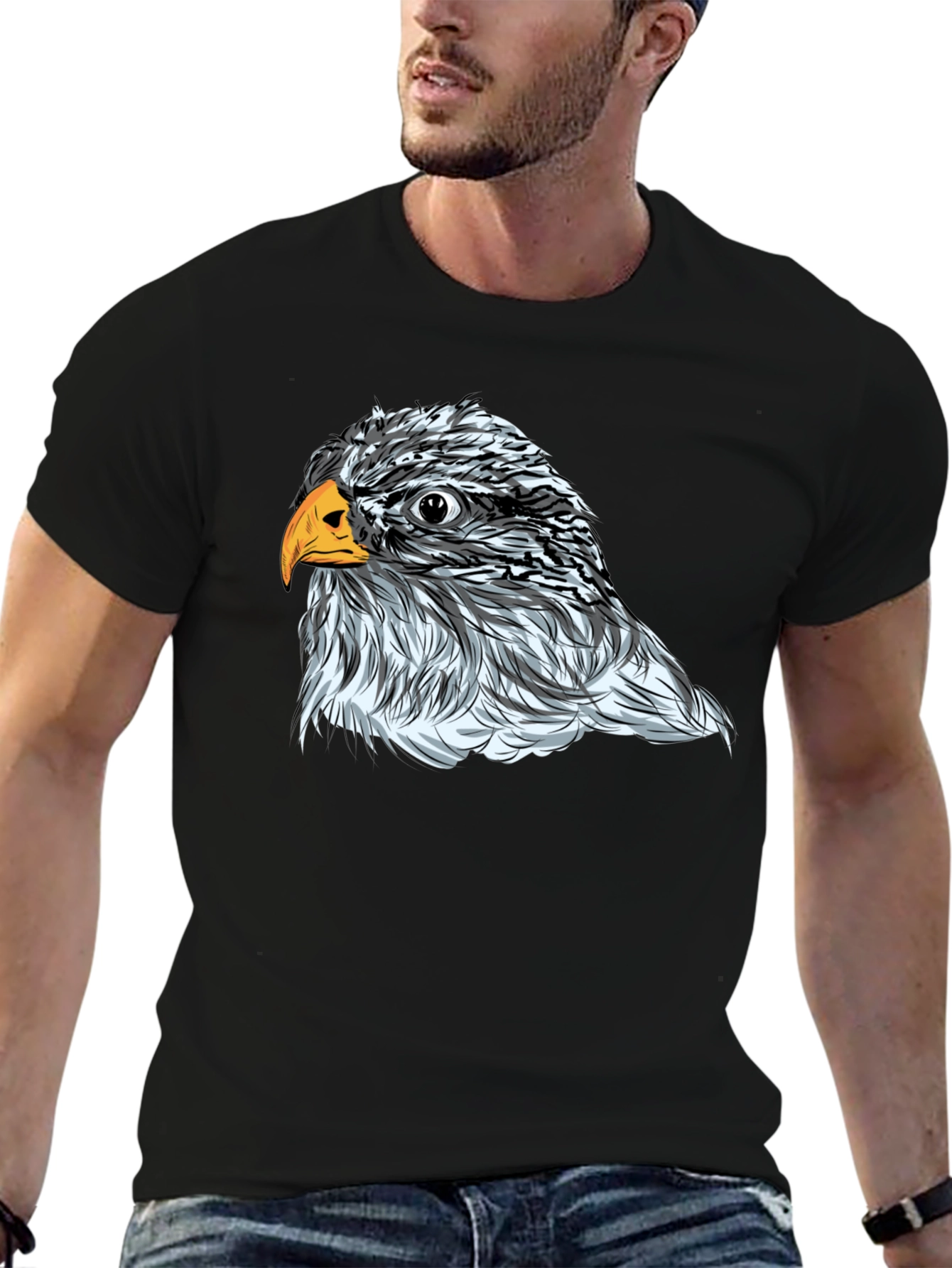 Eagle Graphic Print Mens Black T-Shirt