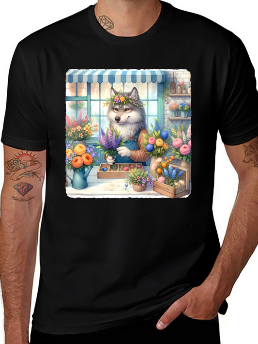 Wolf Florist Graphic Tee - Unique Animal Lover Gift