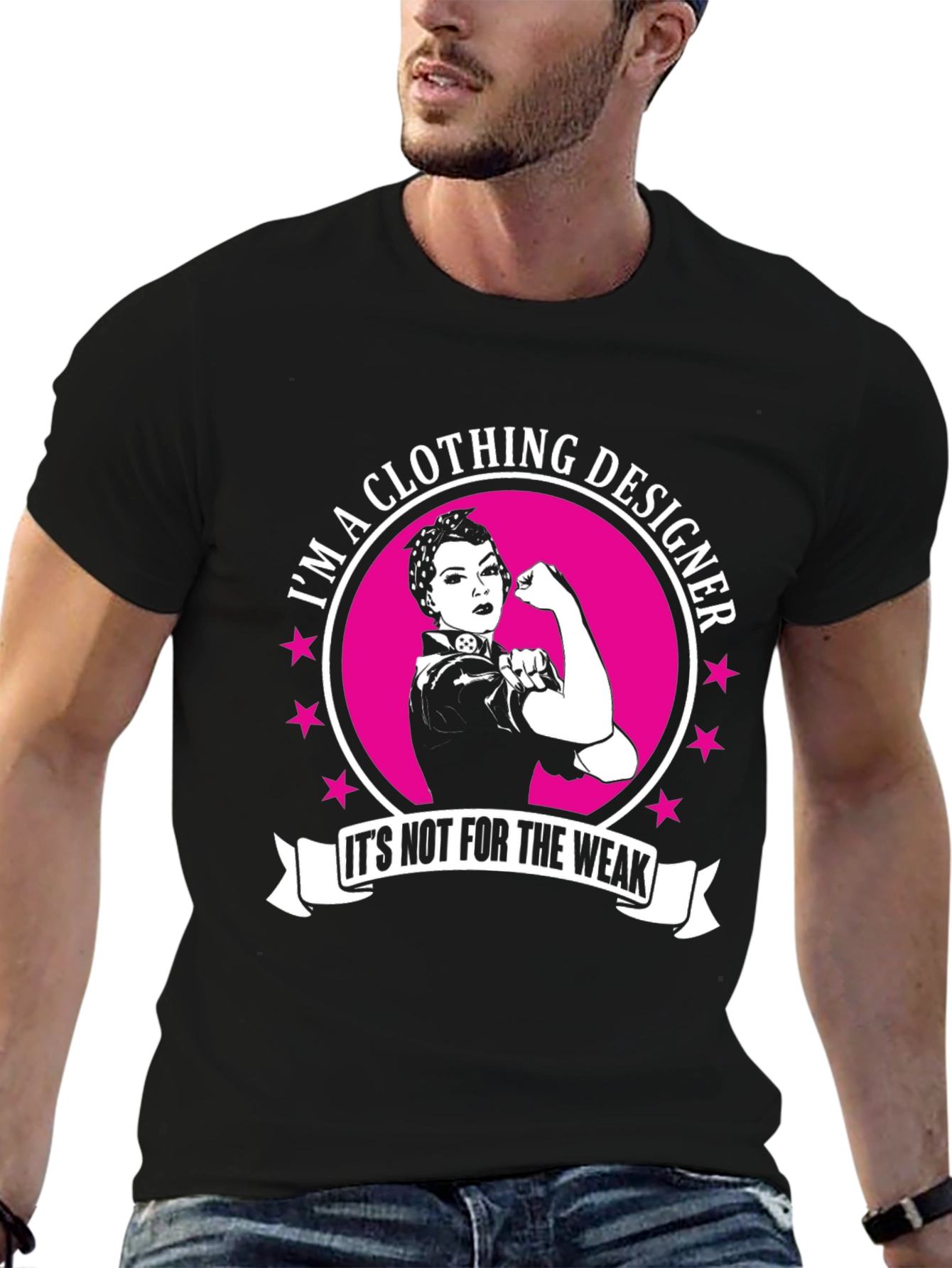 Clothing Designer Strong Woman Black T-Shirt