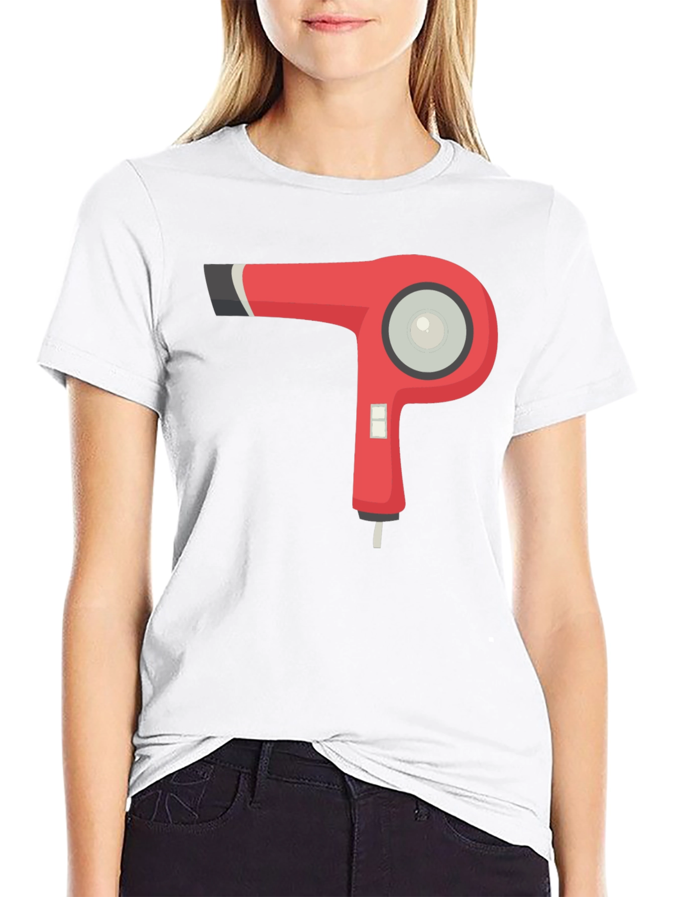 Hair Dryer Graphic Tee - Black Cotton T-Shirt