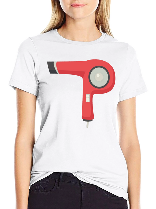 Hair Dryer Graphic Tee - Black Cotton T-Shirt
