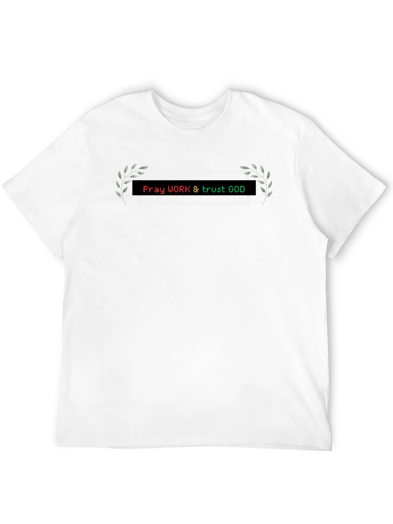 Pray Work Trust God T-Shirt Black Cotton Blend