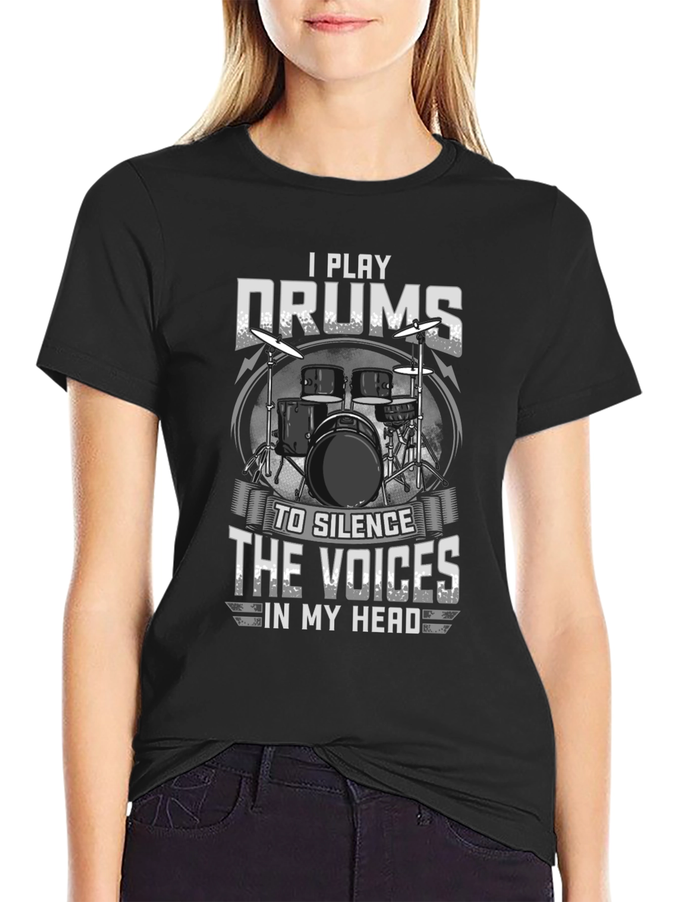 Drummer T-Shirt: Silence the Voices Graphic Tee