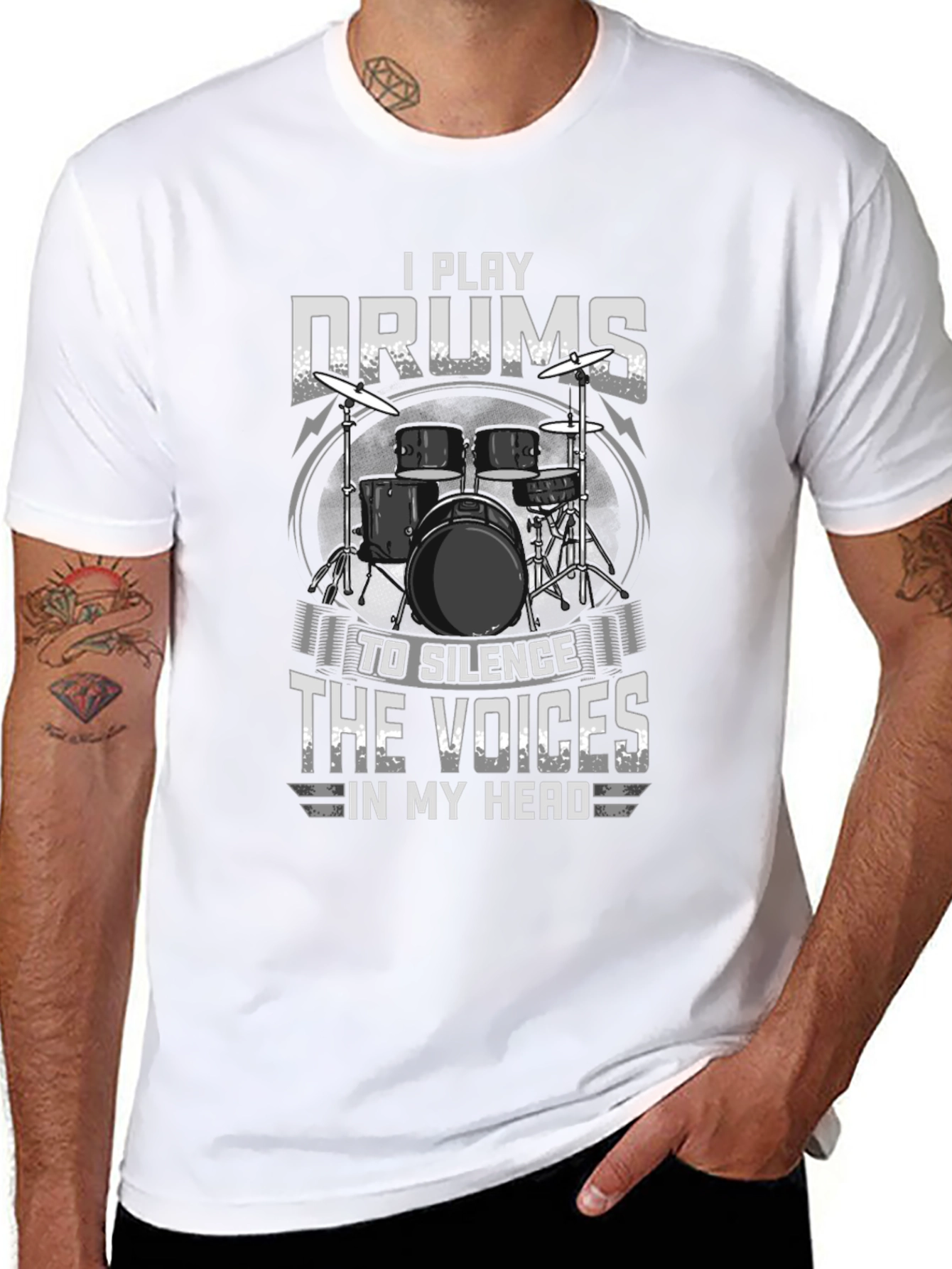 Drummer T-Shirt: Silence the Voices Graphic Tee