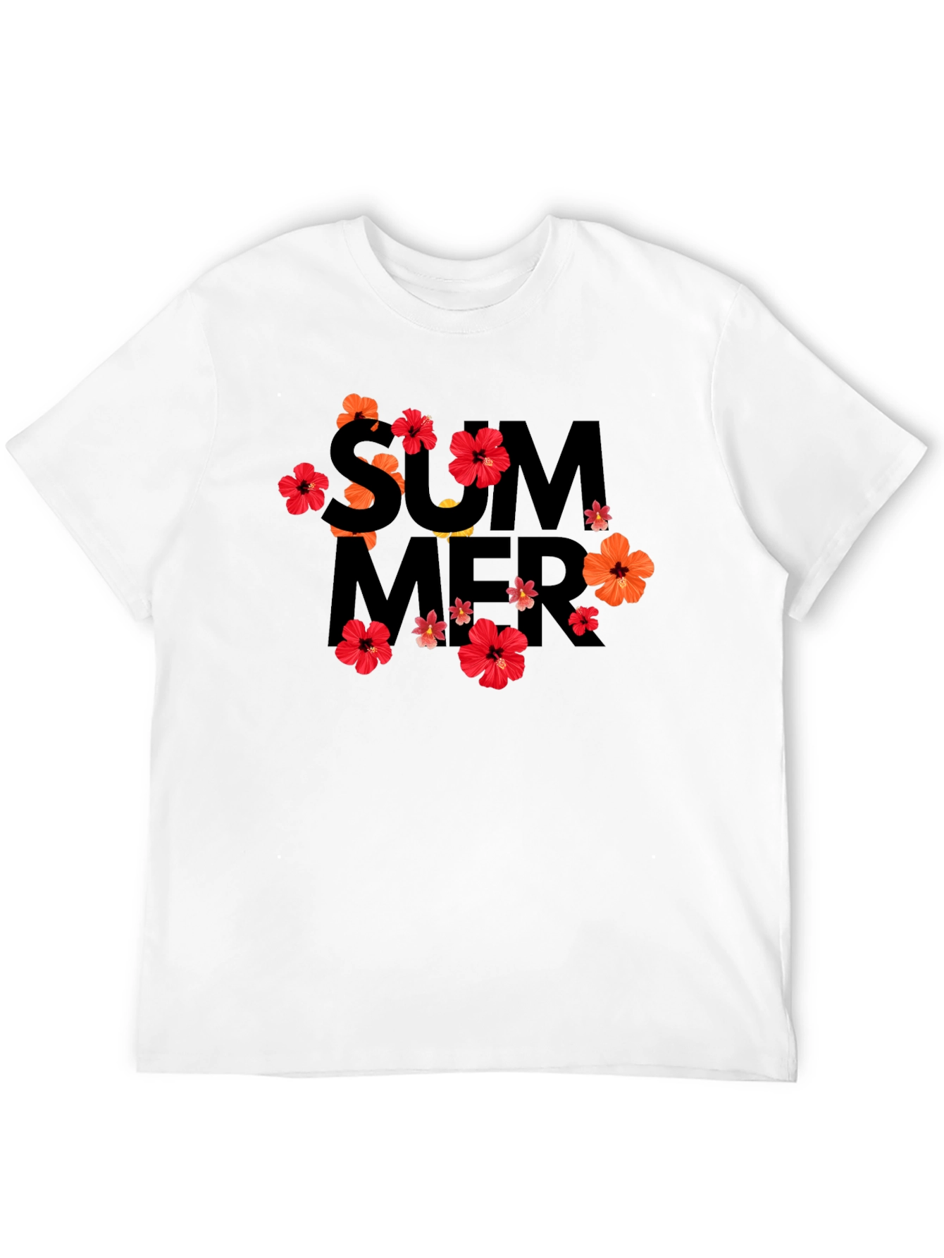 Summer Floral Graphic Black T-Shirt