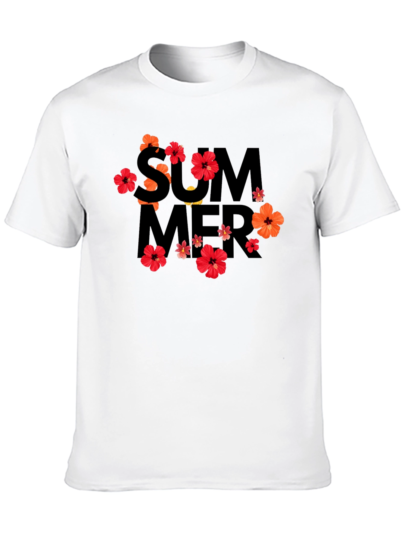 Summer Floral Graphic Black T-Shirt
