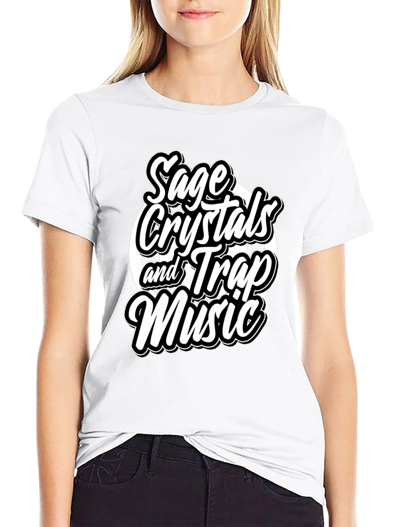 Sage Crystals and Trap Music Black T-Shirt
