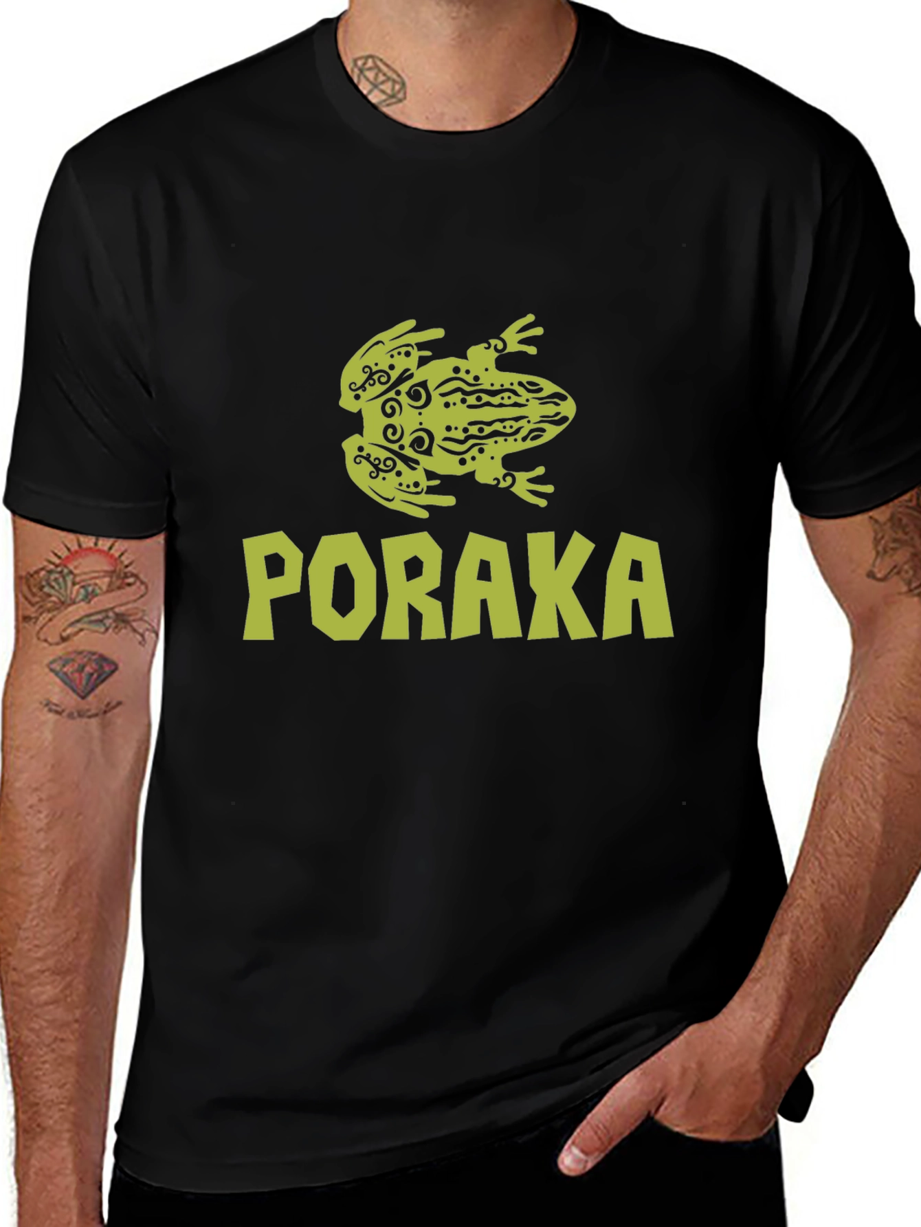 Poraka Frog Graphic Black T-Shirt