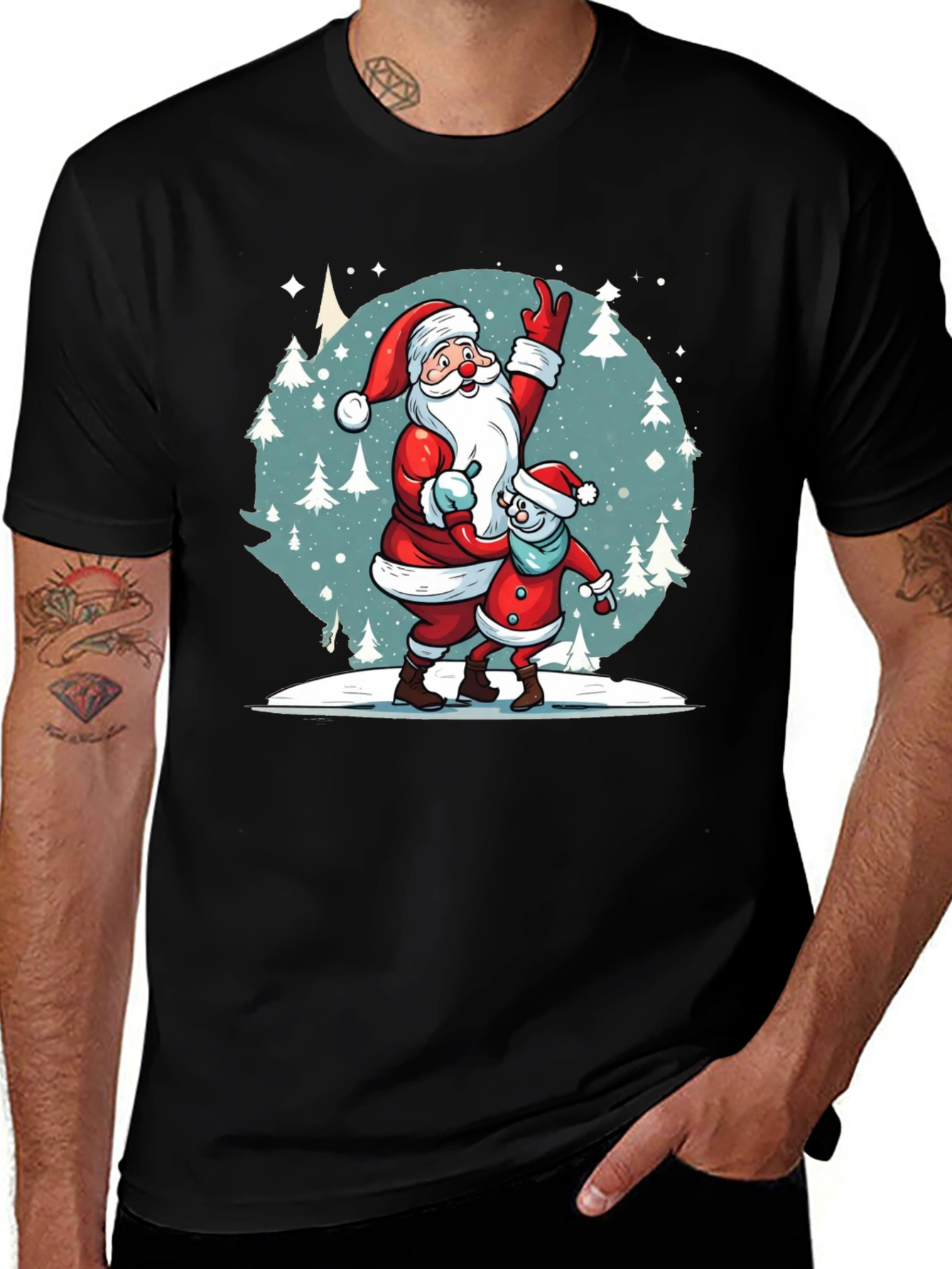 Festive Santa & Child Graphic Tee