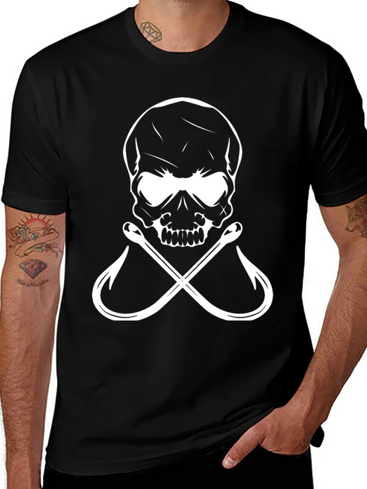 Skull & Hooks Graphic Tee - Mens Black Cotton T-Shirt