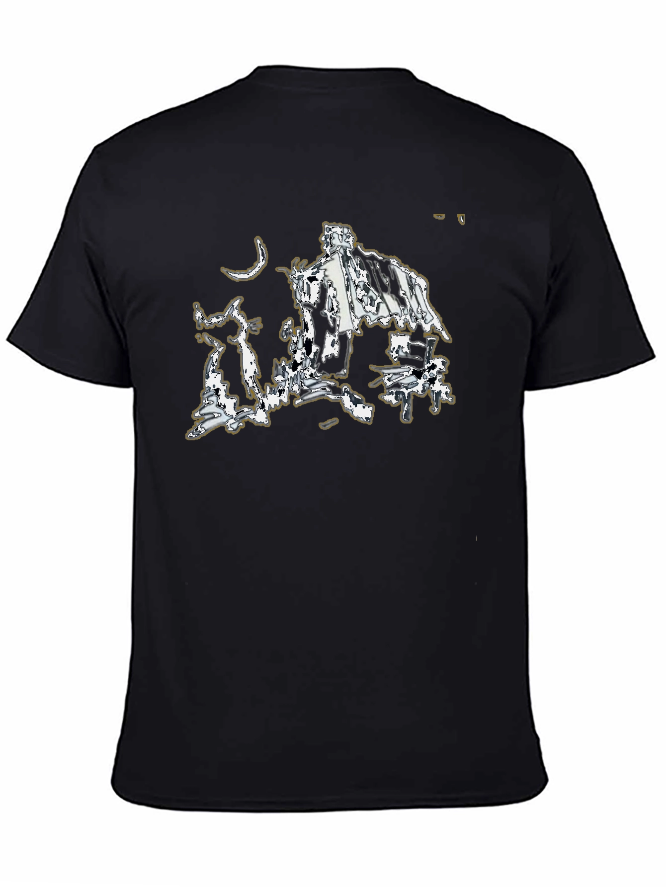 Abstract Graphic Print Black Crew Neck T-Shirt