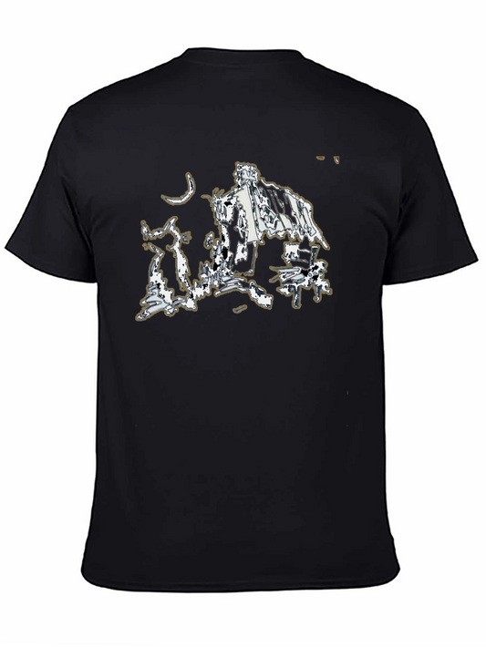 Abstract Graphic Print Black Crew Neck T-Shirt