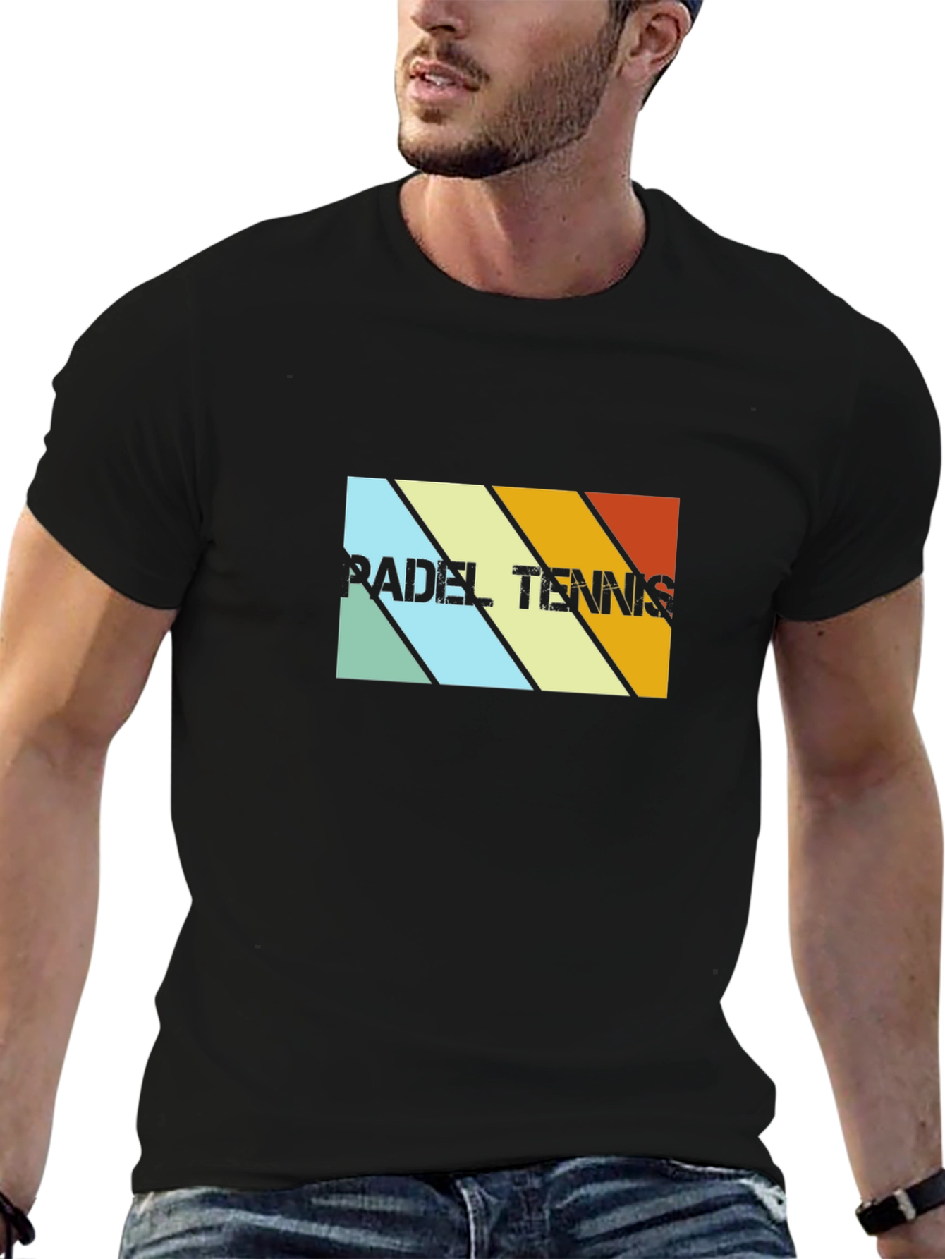 Padel Tennis Retro Stripe Graphic T-Shirt