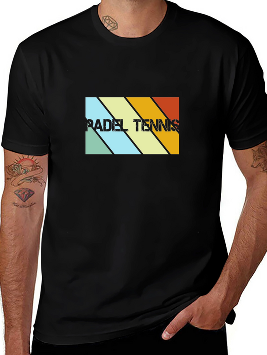 Padel Tennis Retro Stripe Graphic T-Shirt