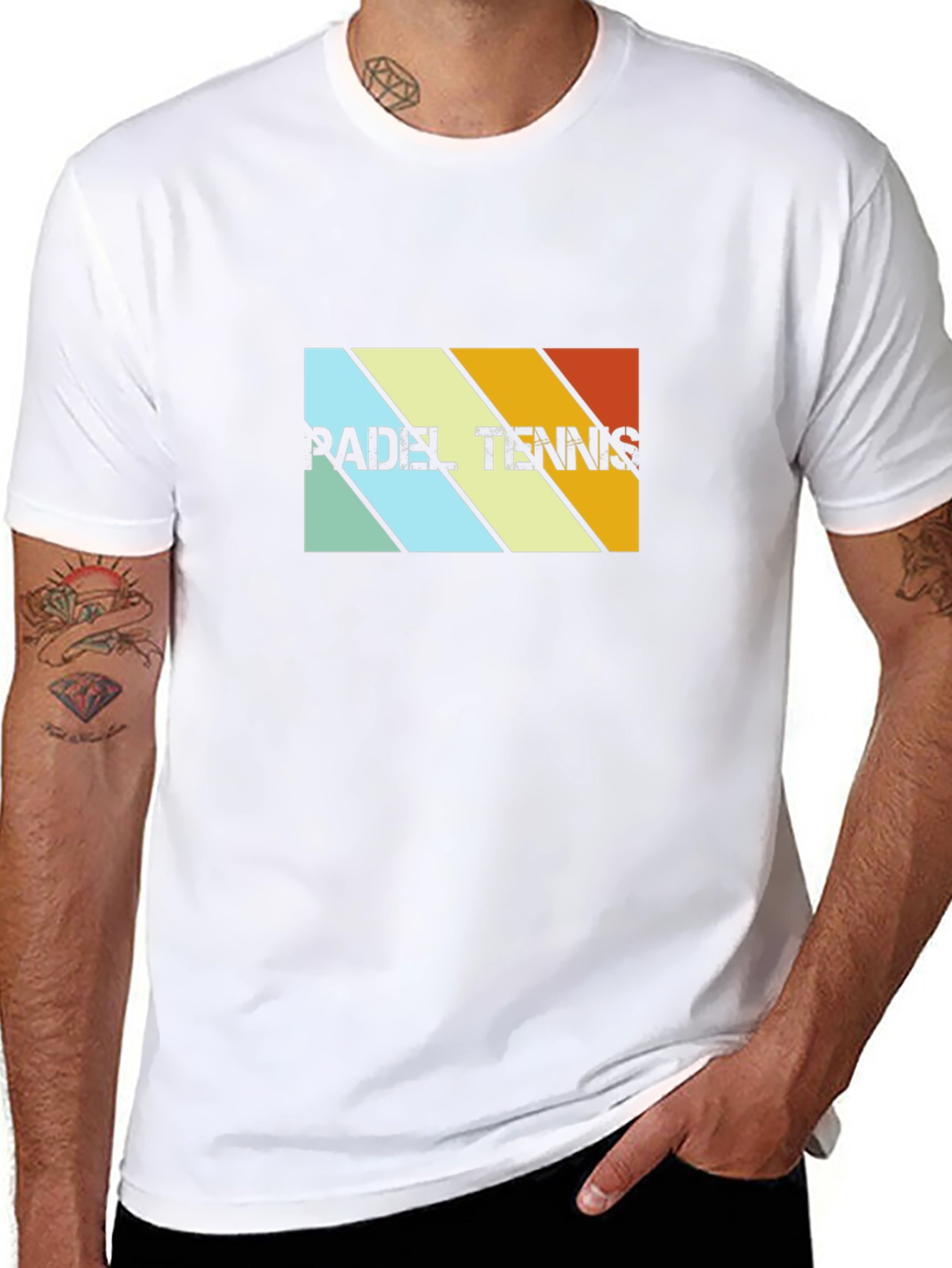 Padel Tennis Retro Stripe Graphic T-Shirt