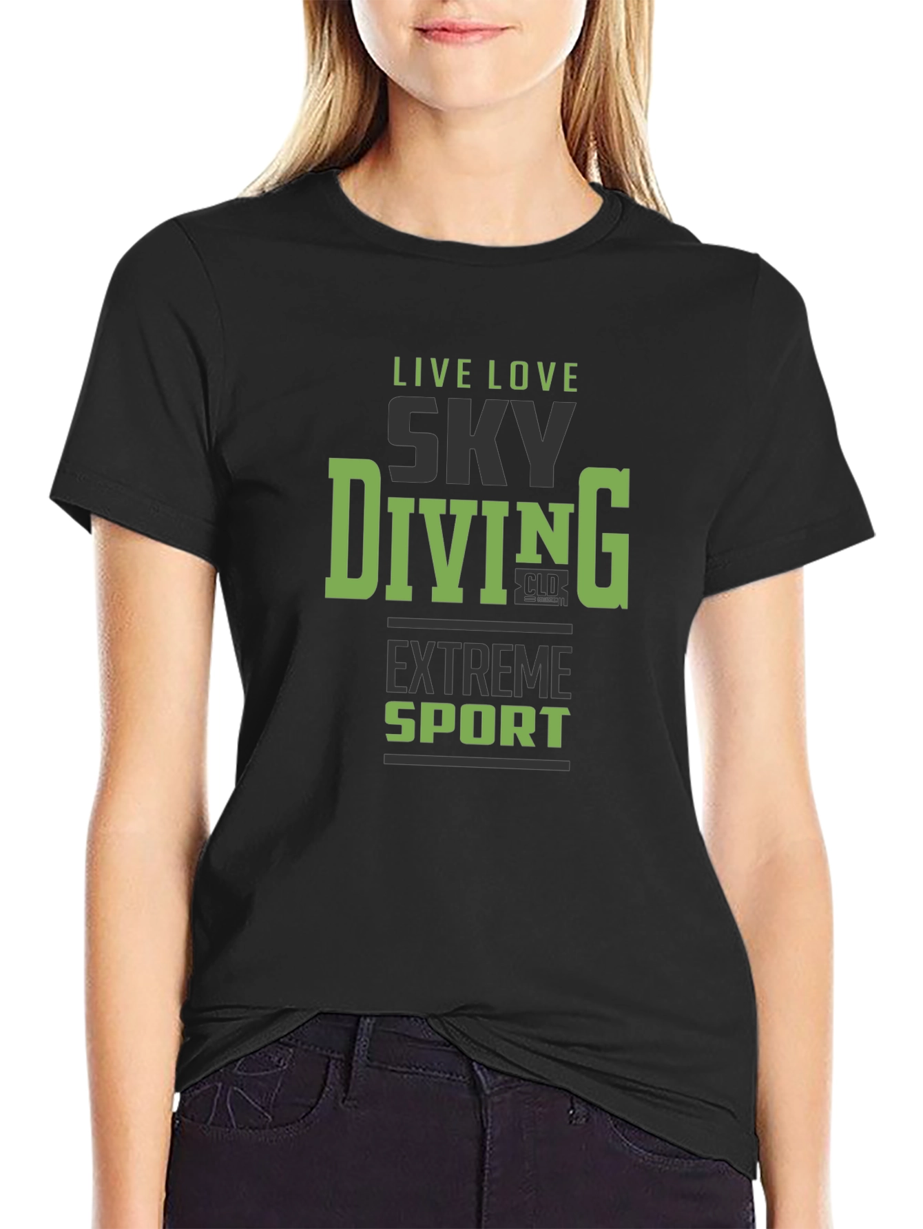 Sky Diving Extreme Sport Graphic Tee - Black