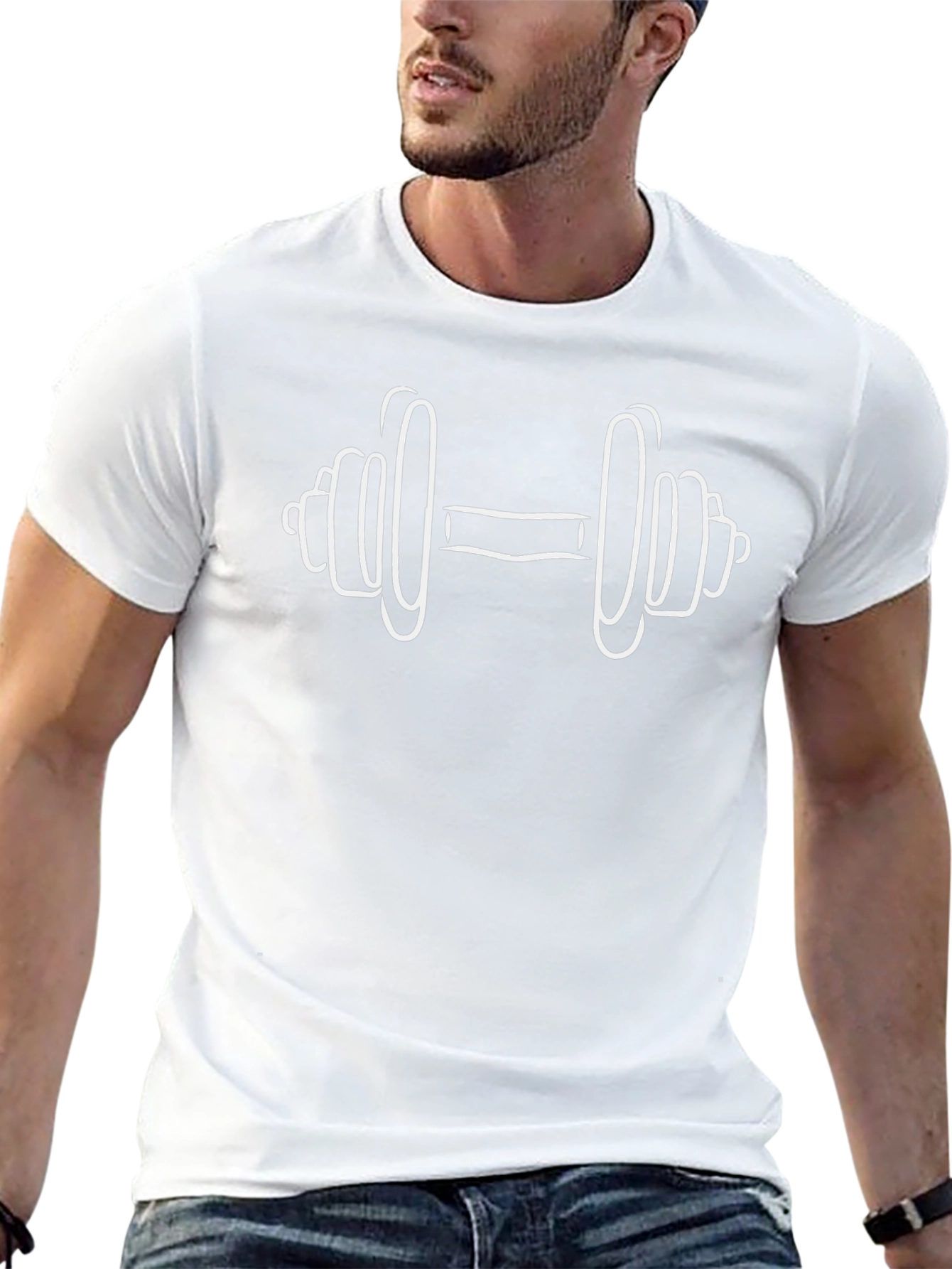 Workout Ready Black T-Shirt with Dumbbell Graphic