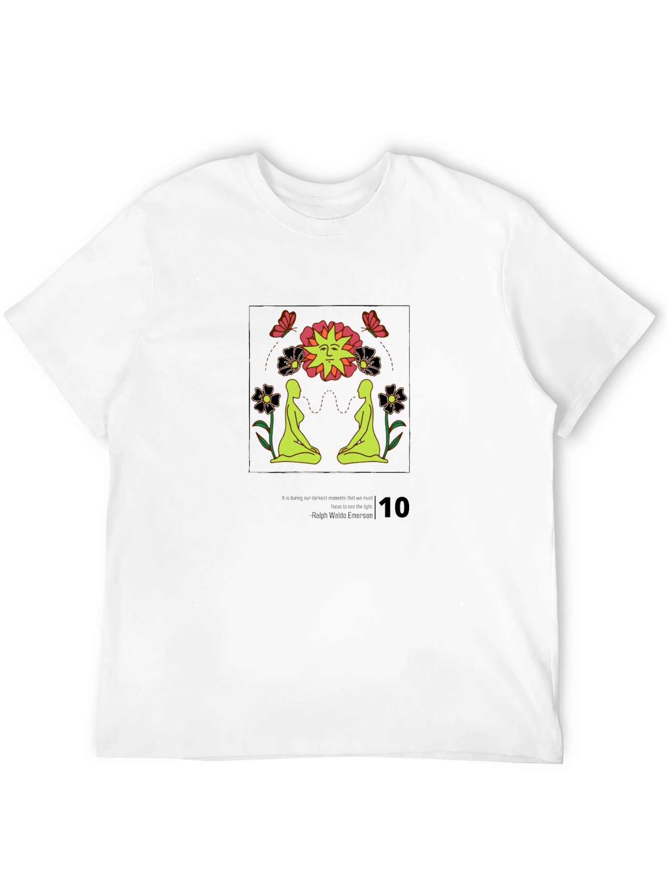 Psychedelic Sun & Yoga Pose Black T-Shirt