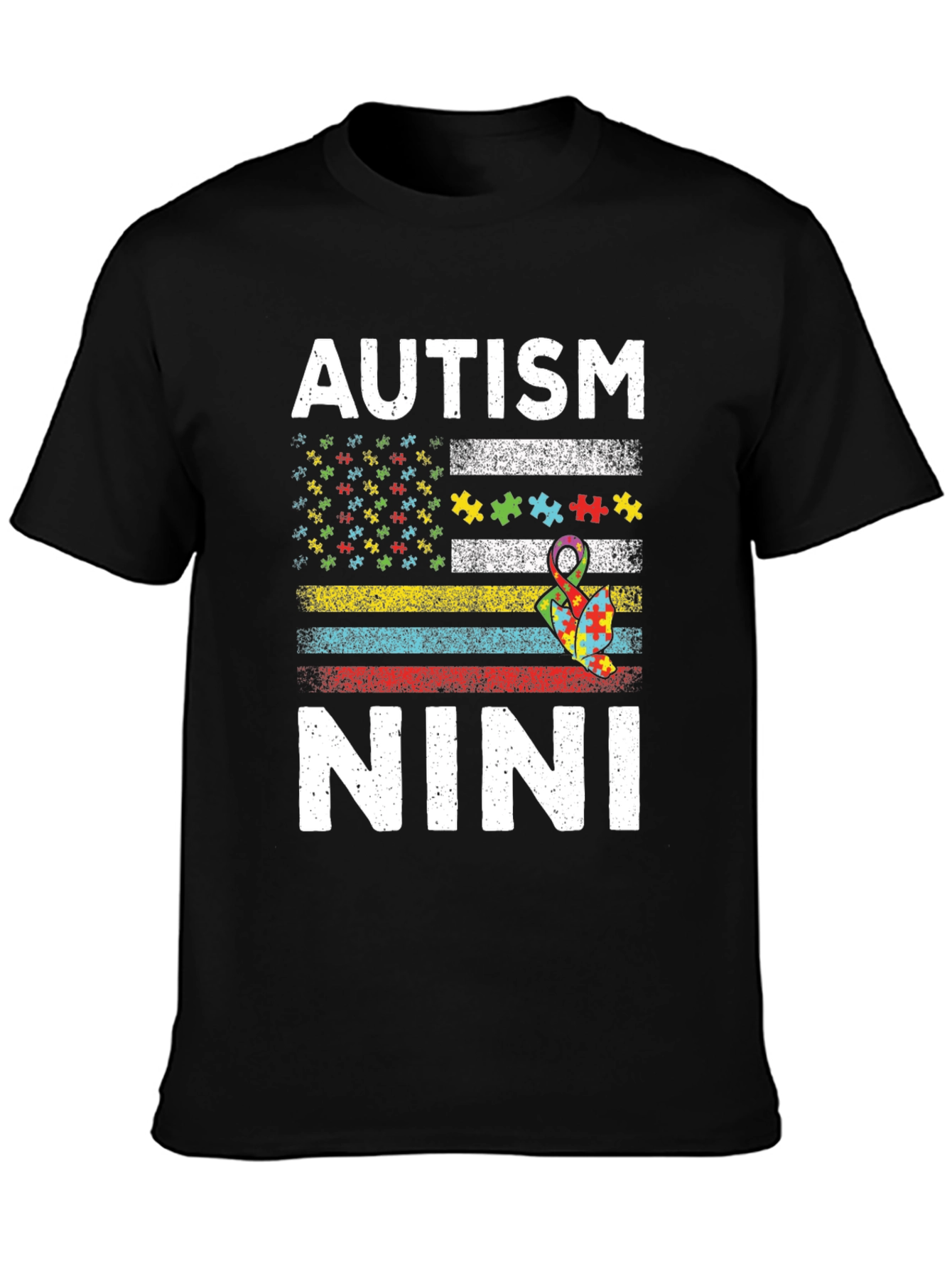 Autism Nini Puzzle Flag T-Shirt