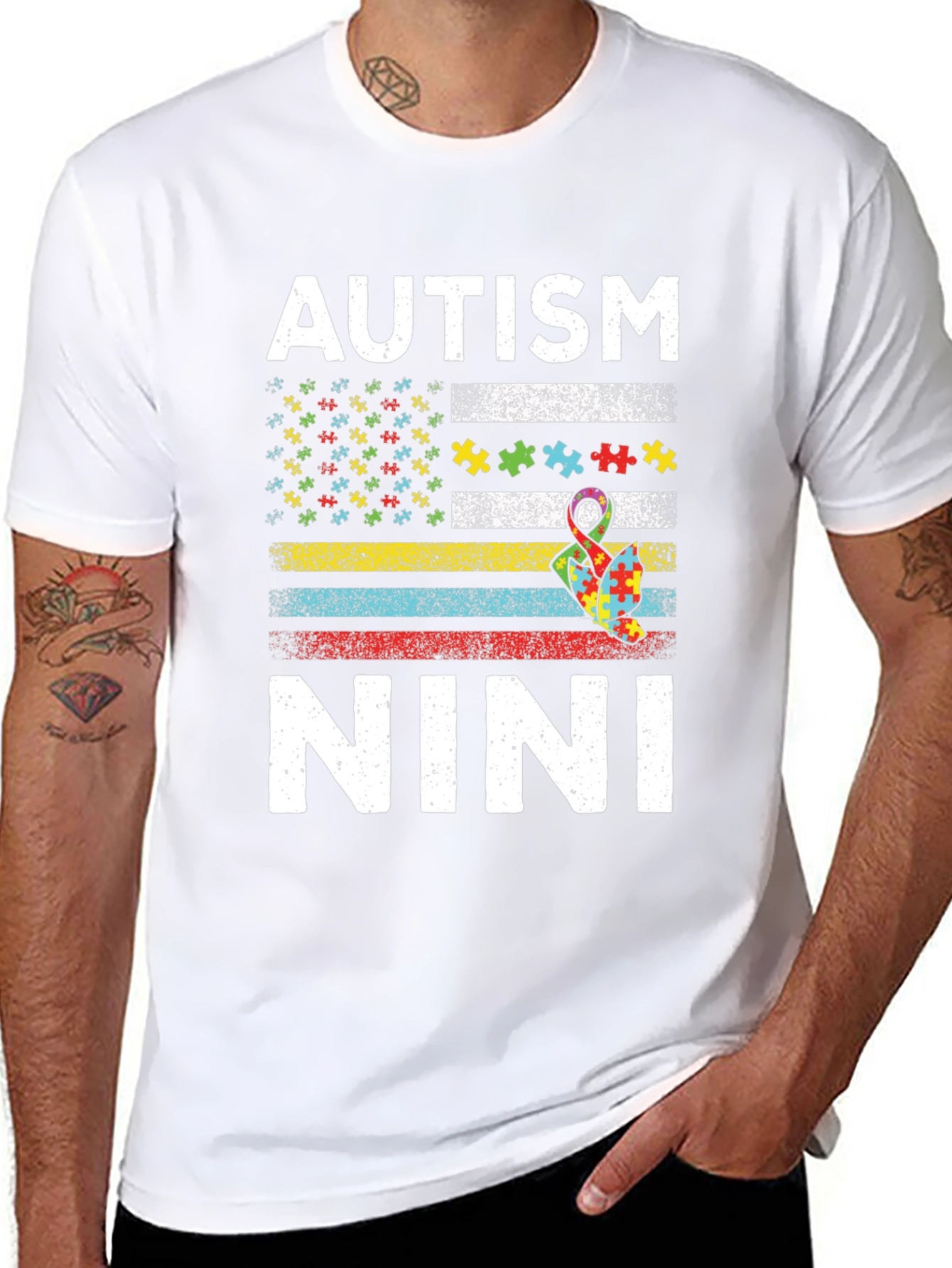 Autism Nini Puzzle Flag T-Shirt