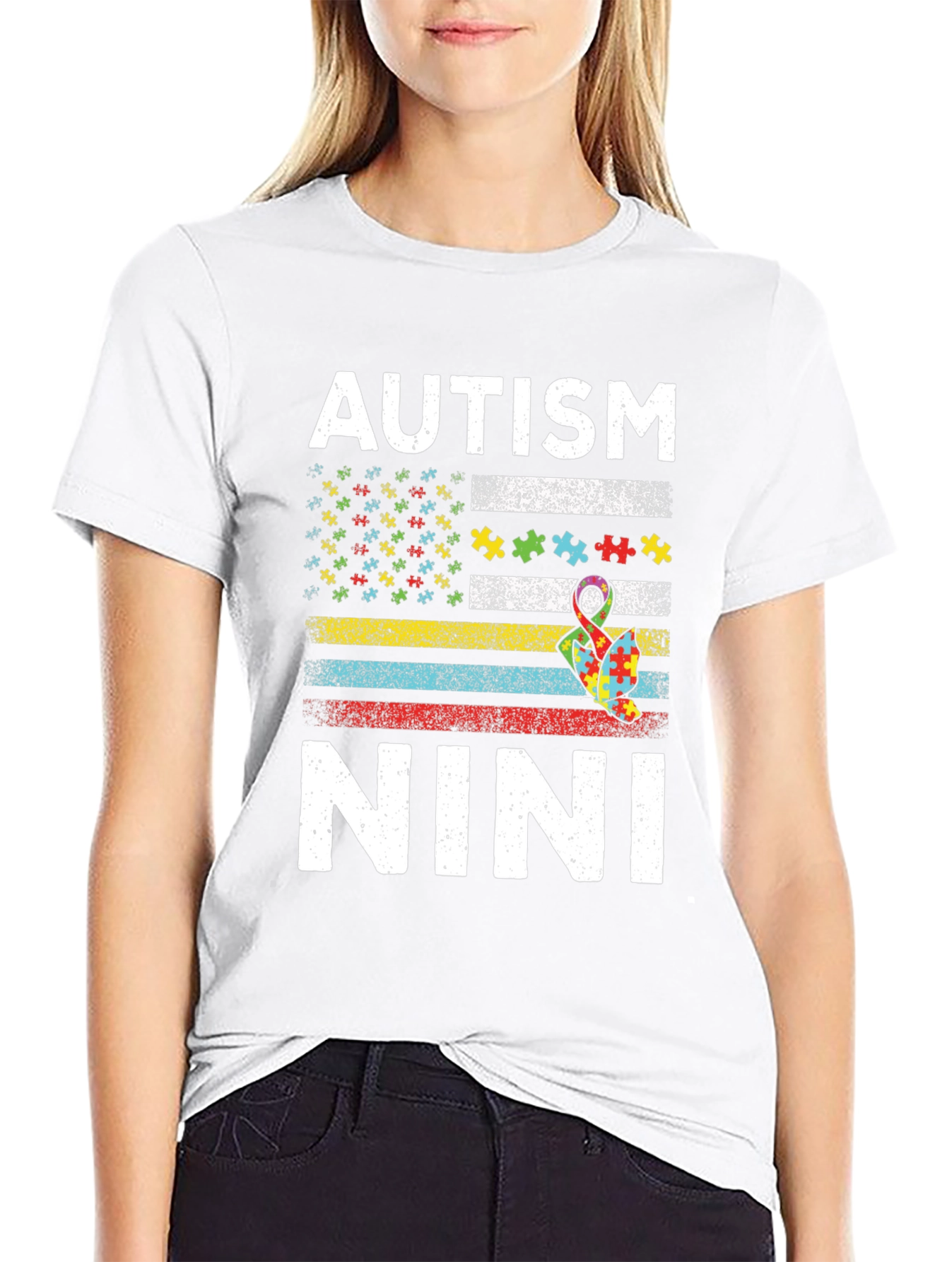 Autism Nini Puzzle Flag T-Shirt