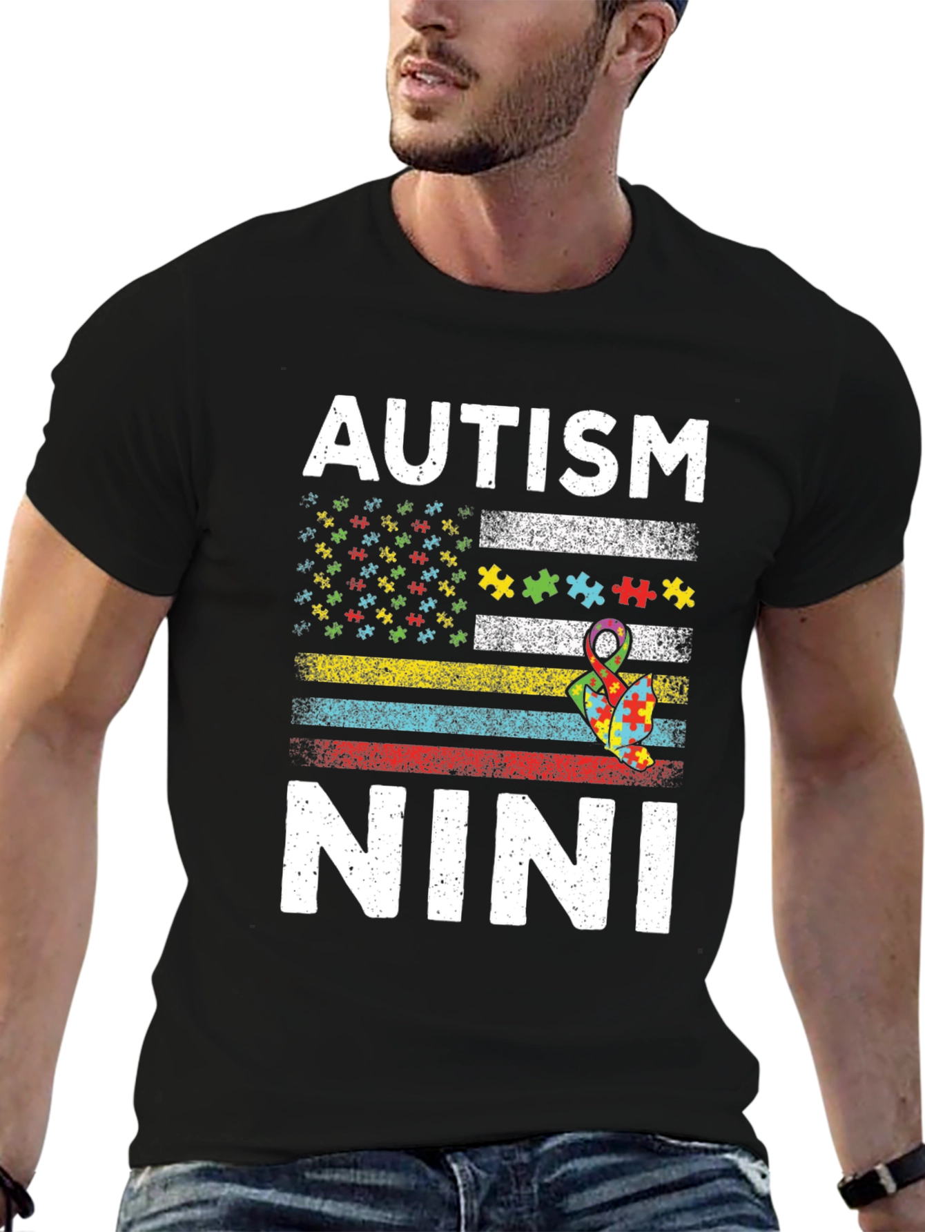 Autism Nini Puzzle Flag T-Shirt