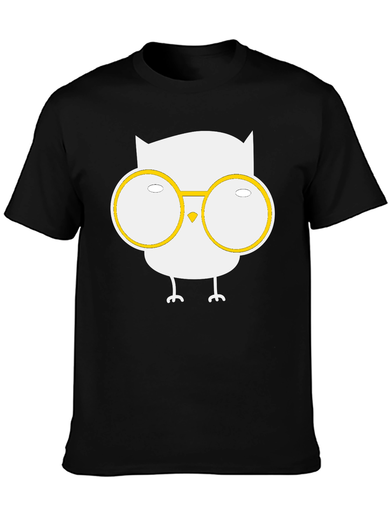 Owl with Glasses Graphic Tee - Black