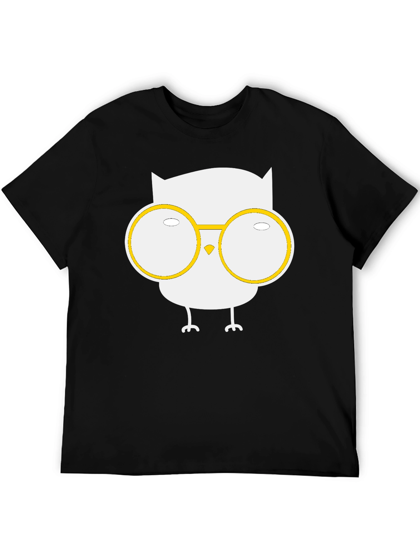 Owl with Glasses Graphic Tee - Black