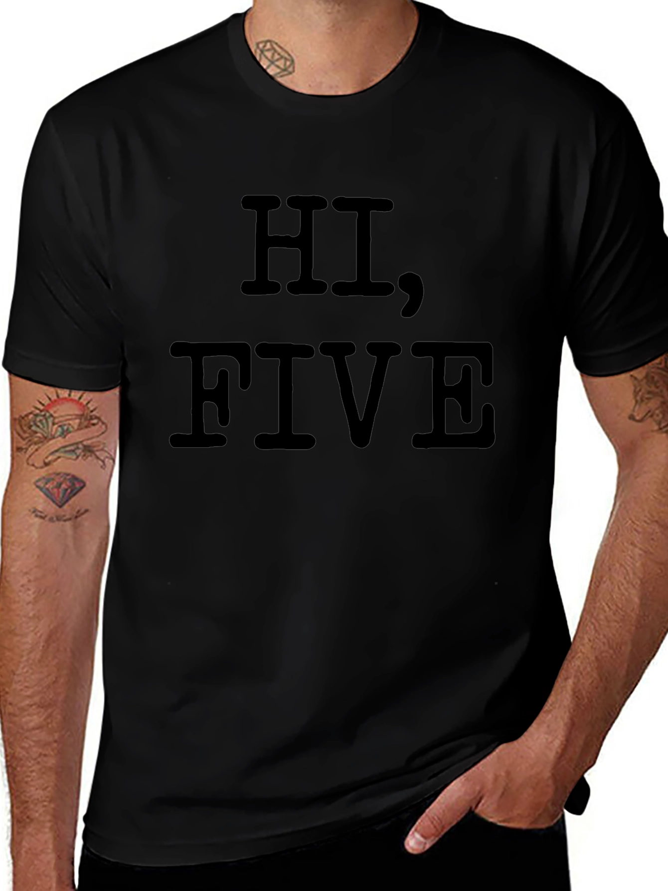 Hi Five Black Graphic Tee
