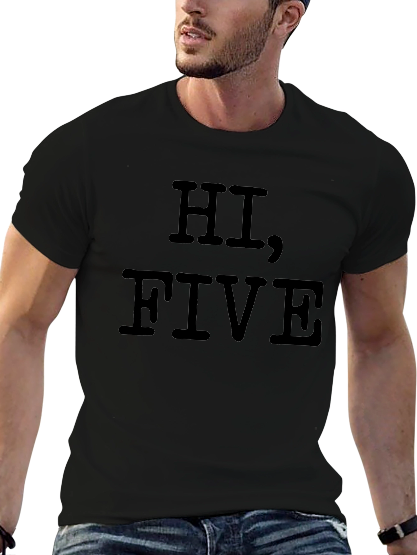 Hi Five Black Graphic Tee