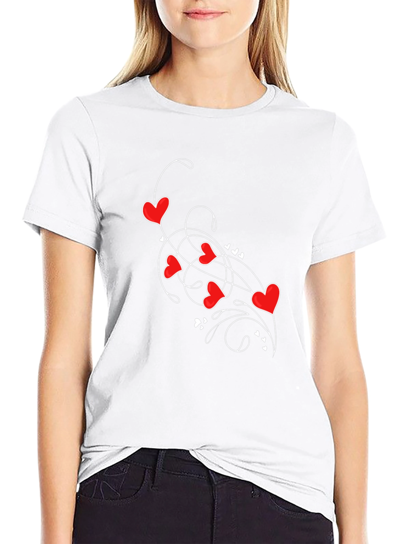 Heart Swirl Black T-Shirt - Romantic Casual Wear