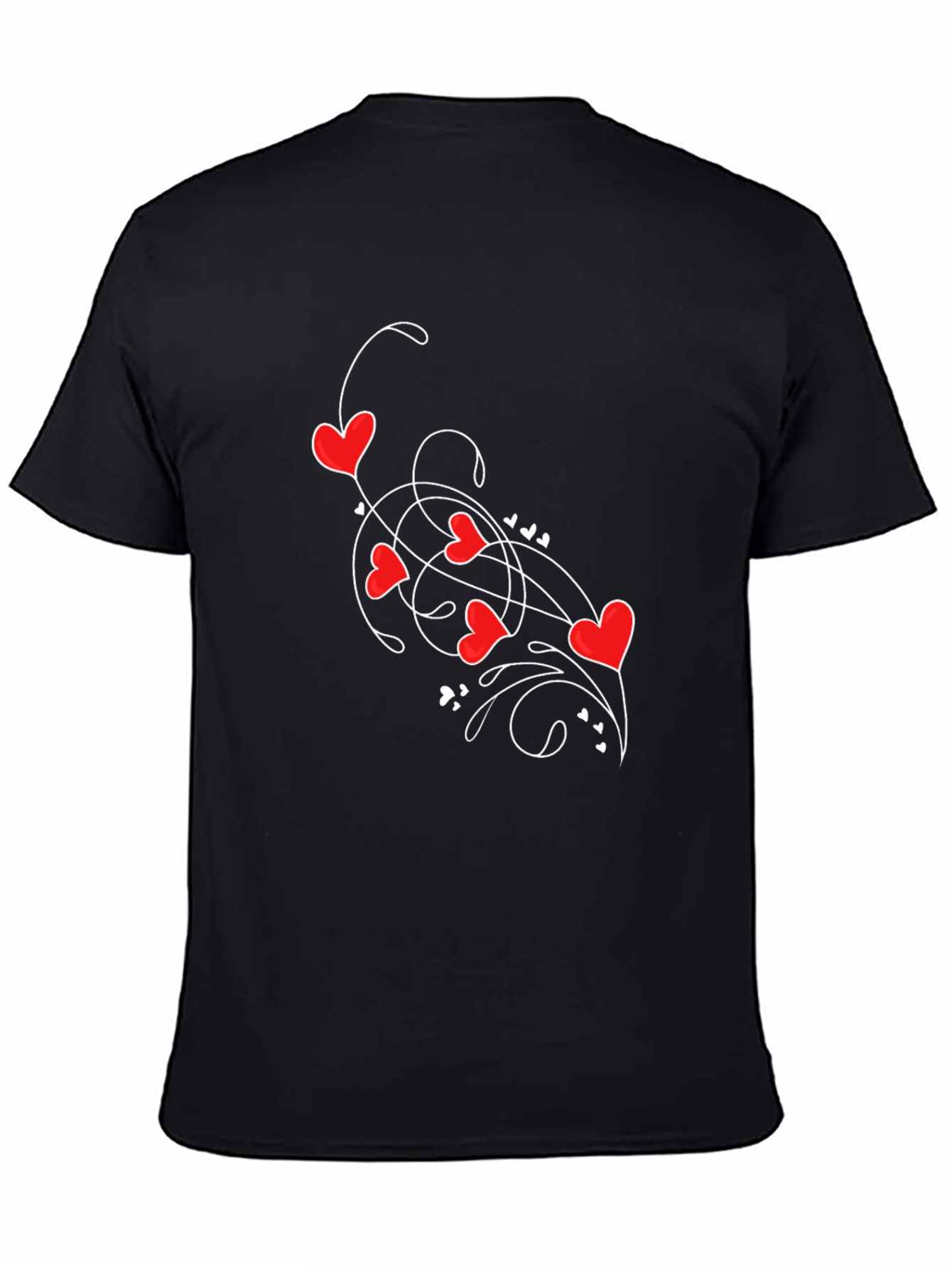 Heart Swirl Black T-Shirt - Romantic Casual Wear