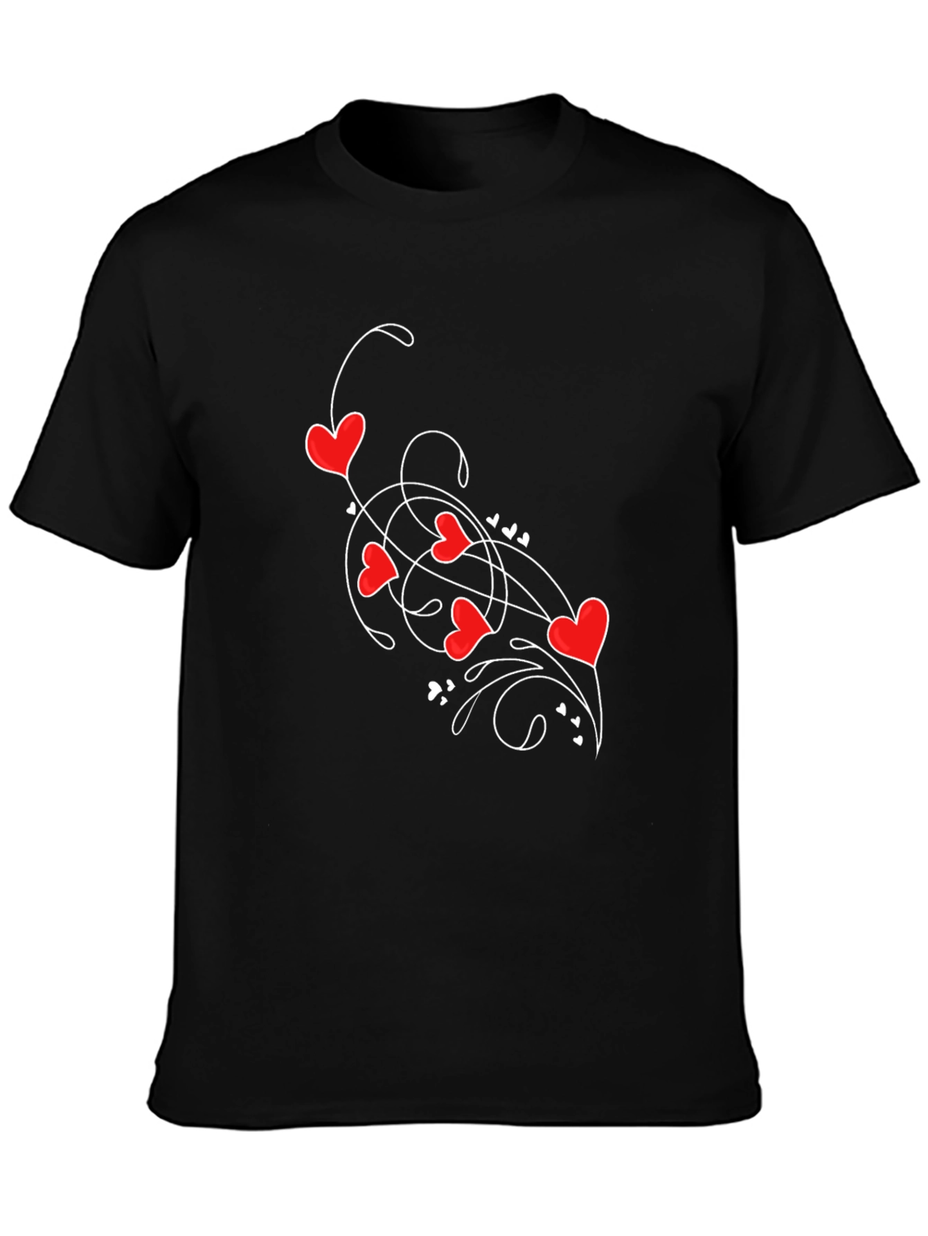 Heart Swirl Black T-Shirt - Romantic Casual Wear