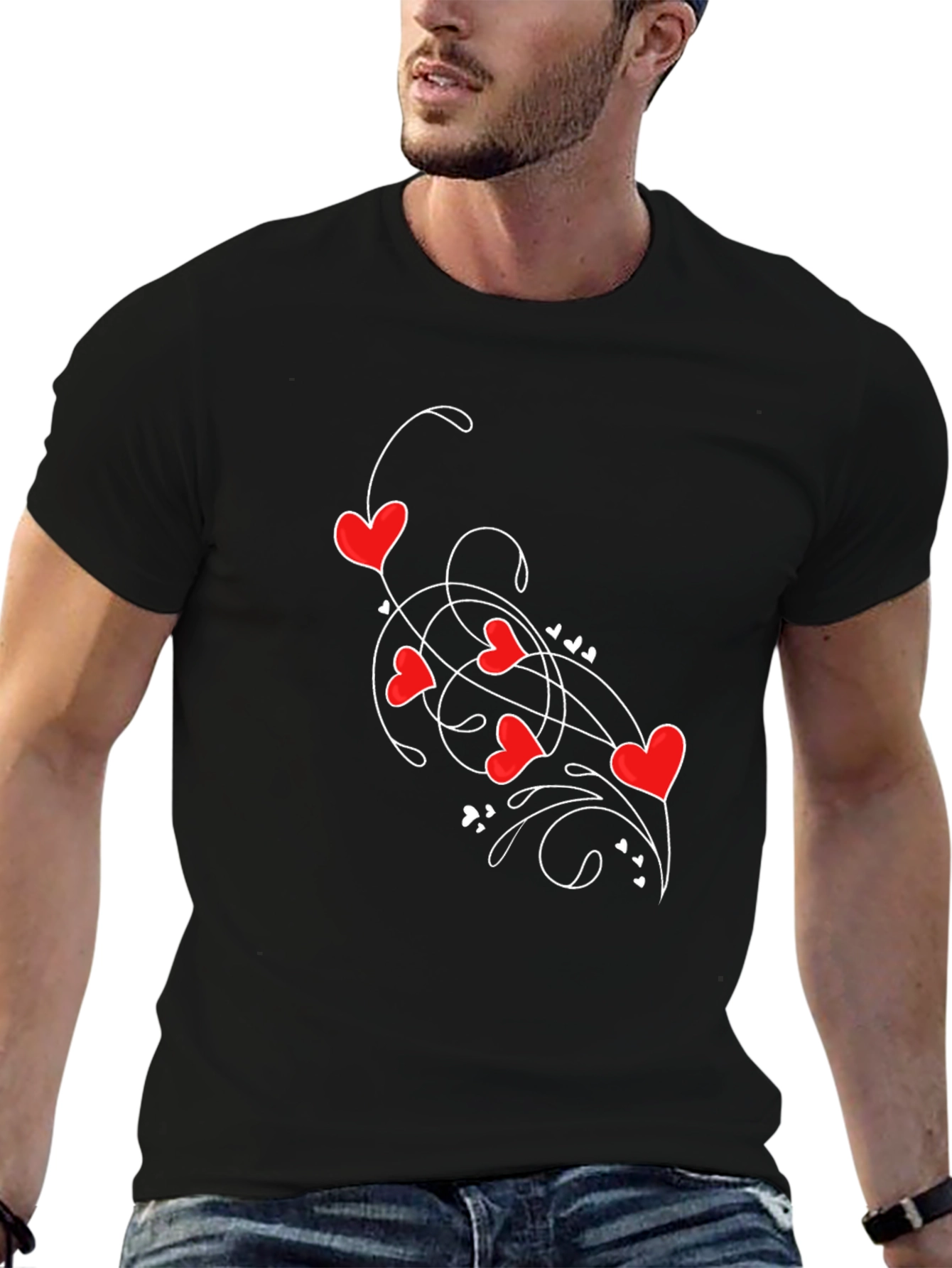 Heart Swirl Black T-Shirt - Romantic Casual Wear