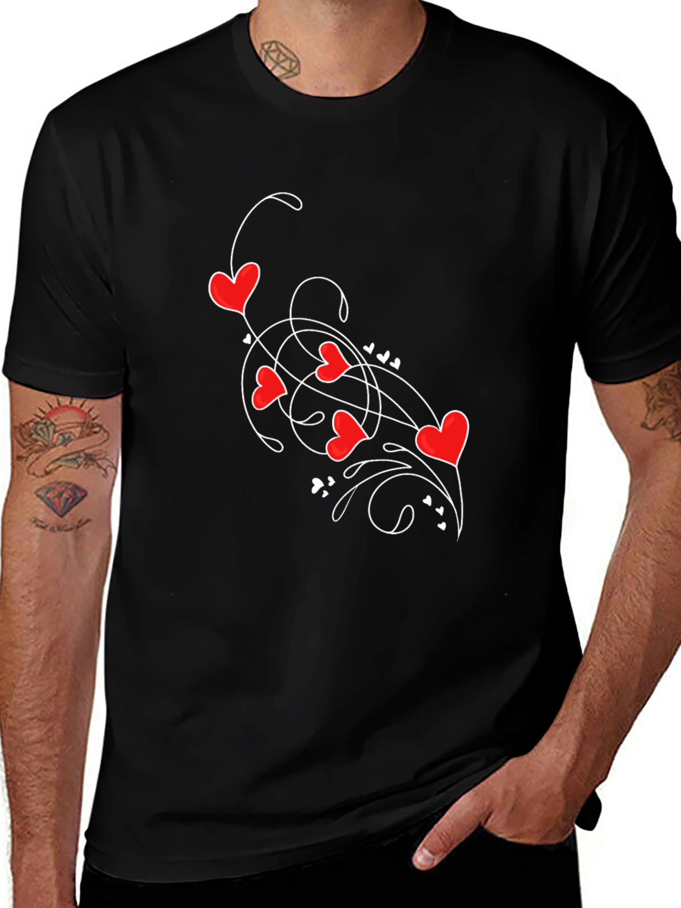 Heart Swirl Black T-Shirt - Romantic Casual Wear