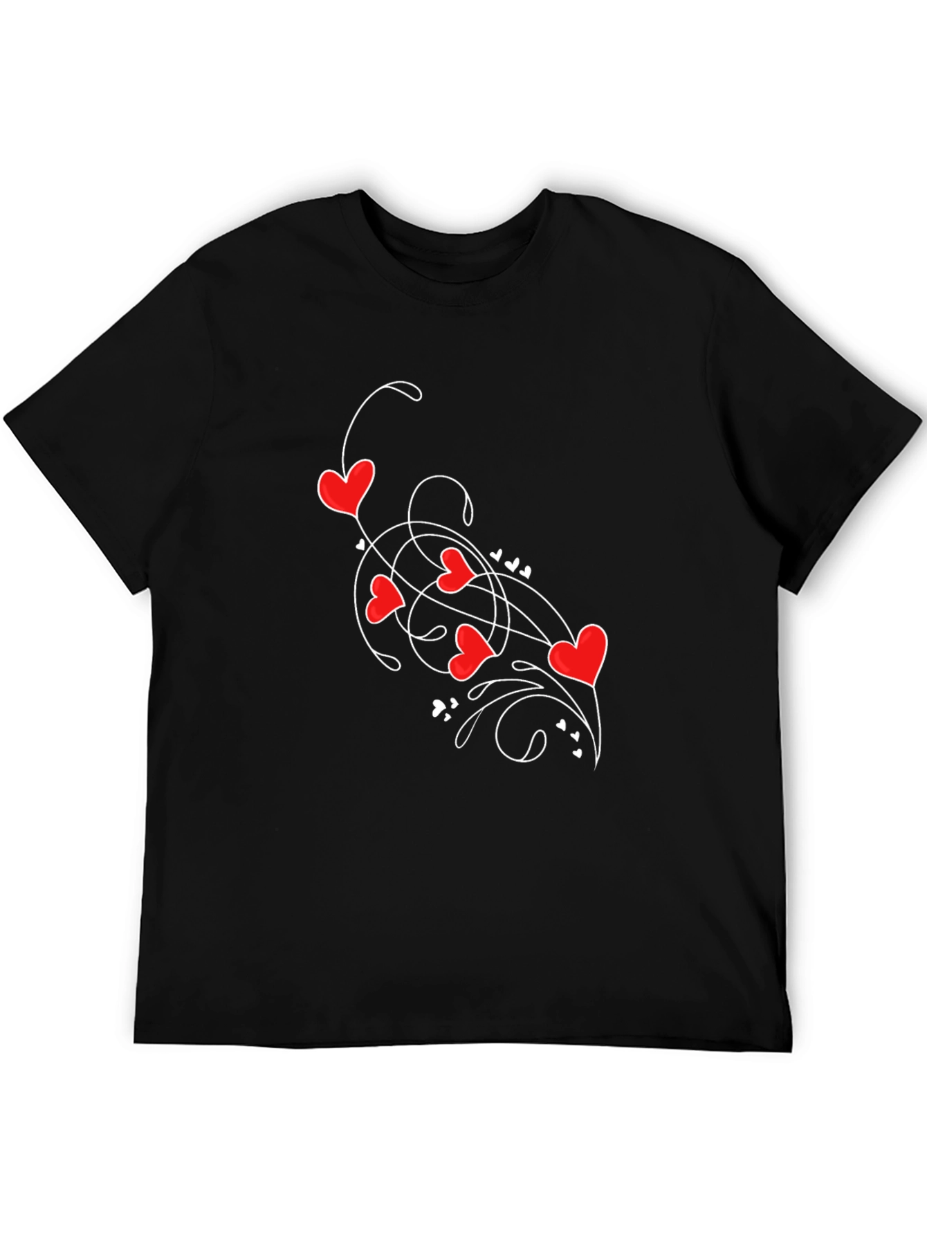 Heart Swirl Black T-Shirt - Romantic Casual Wear